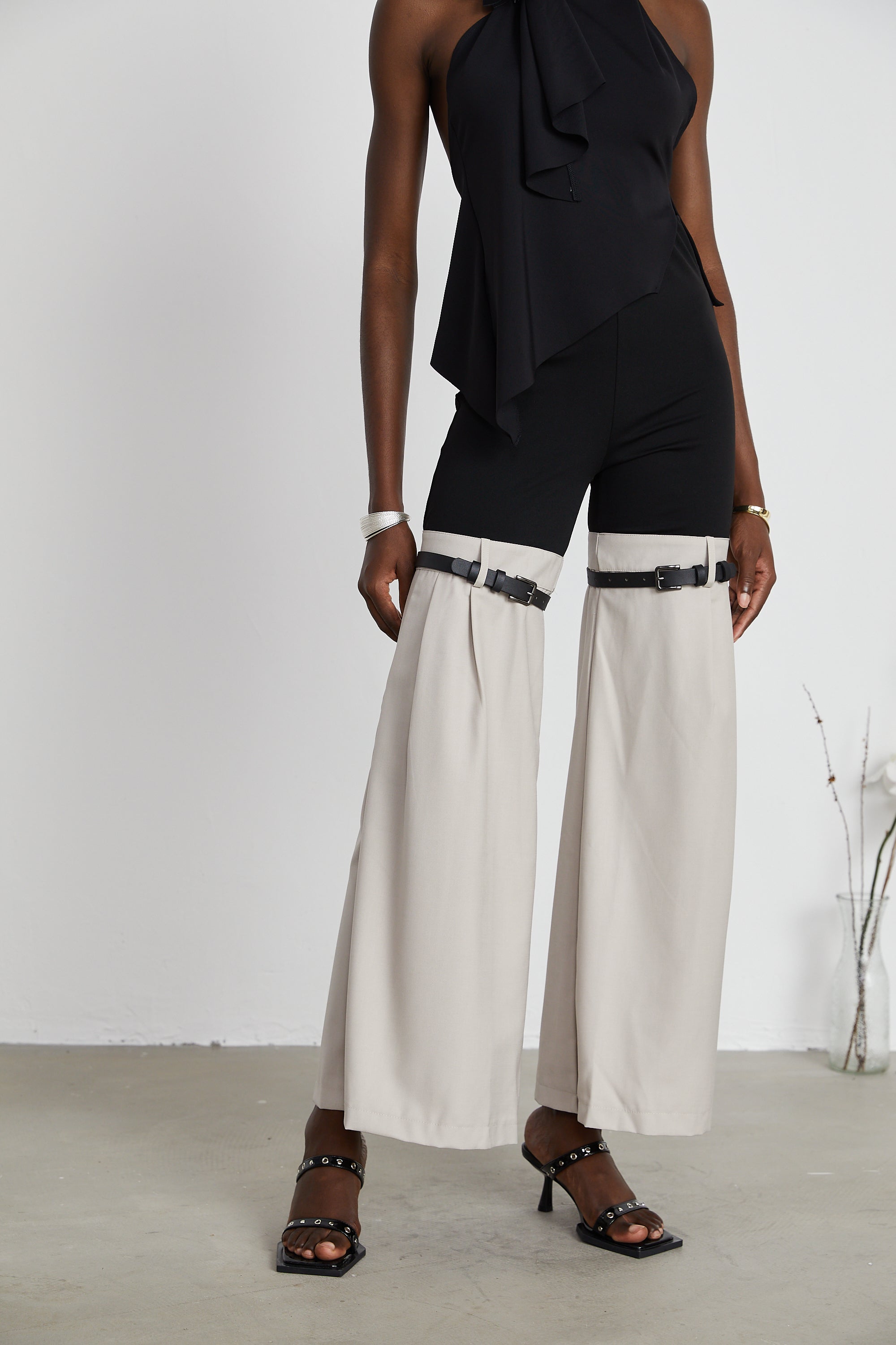 Éliane two-tone flared trousers