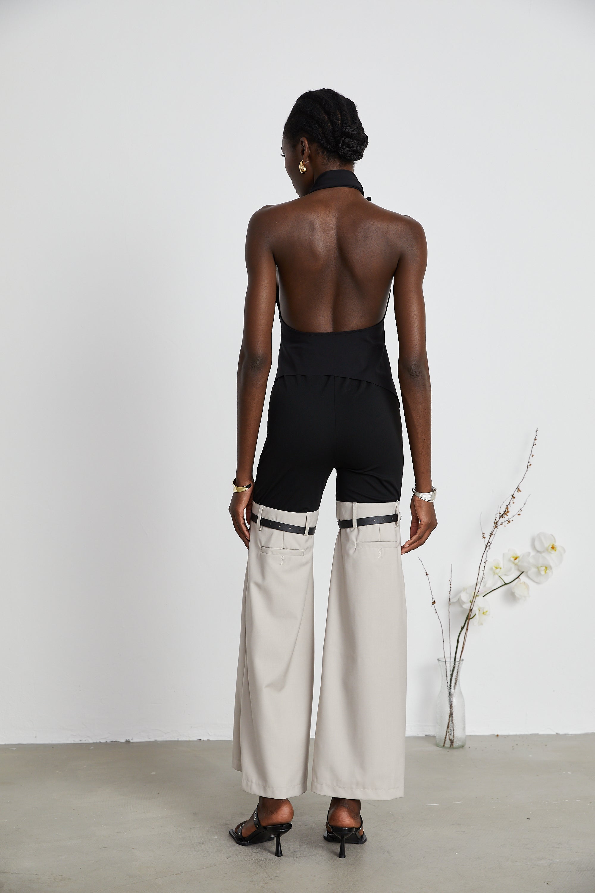 Éliane two-tone flared trousers