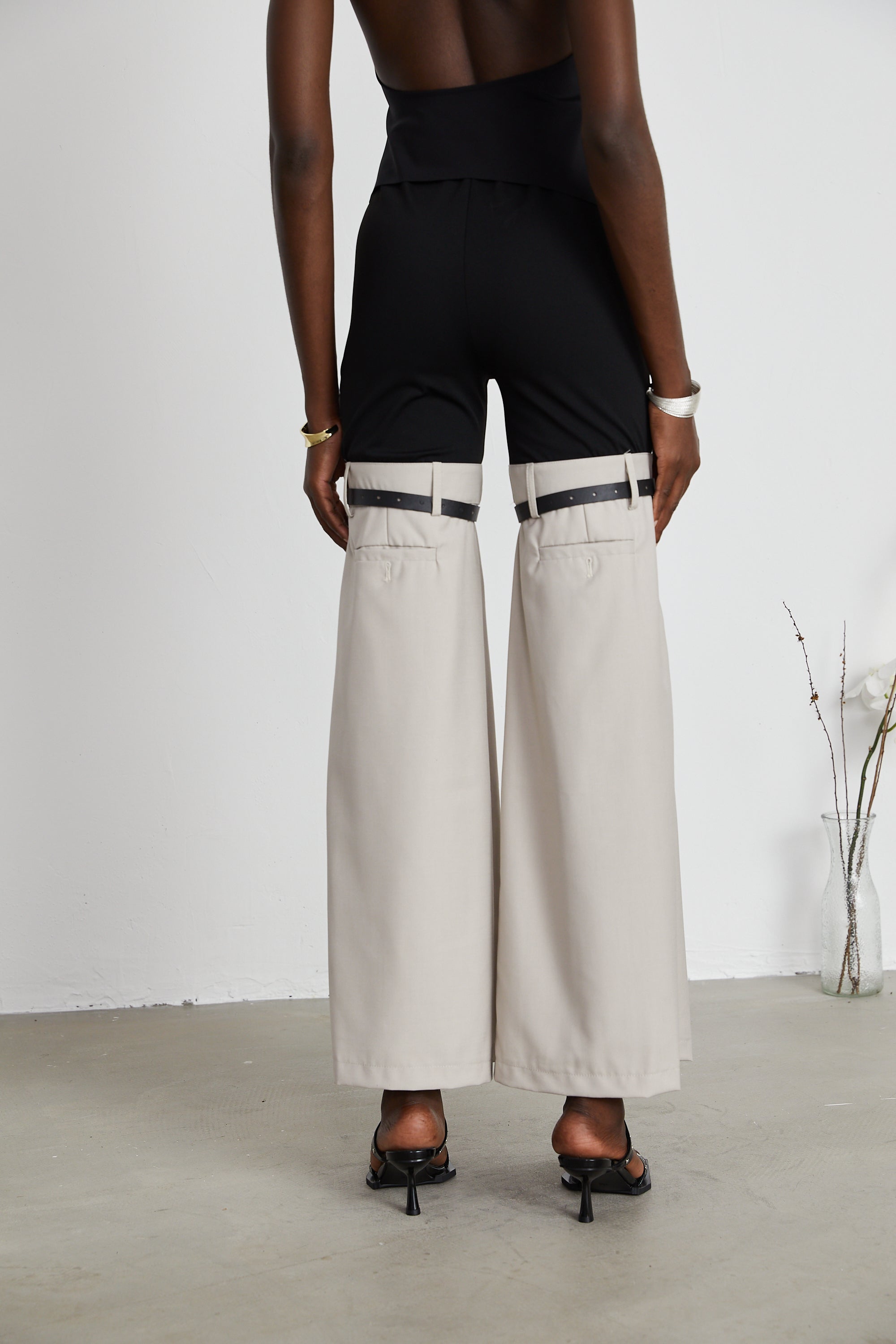 Éliane two-tone flared trousers