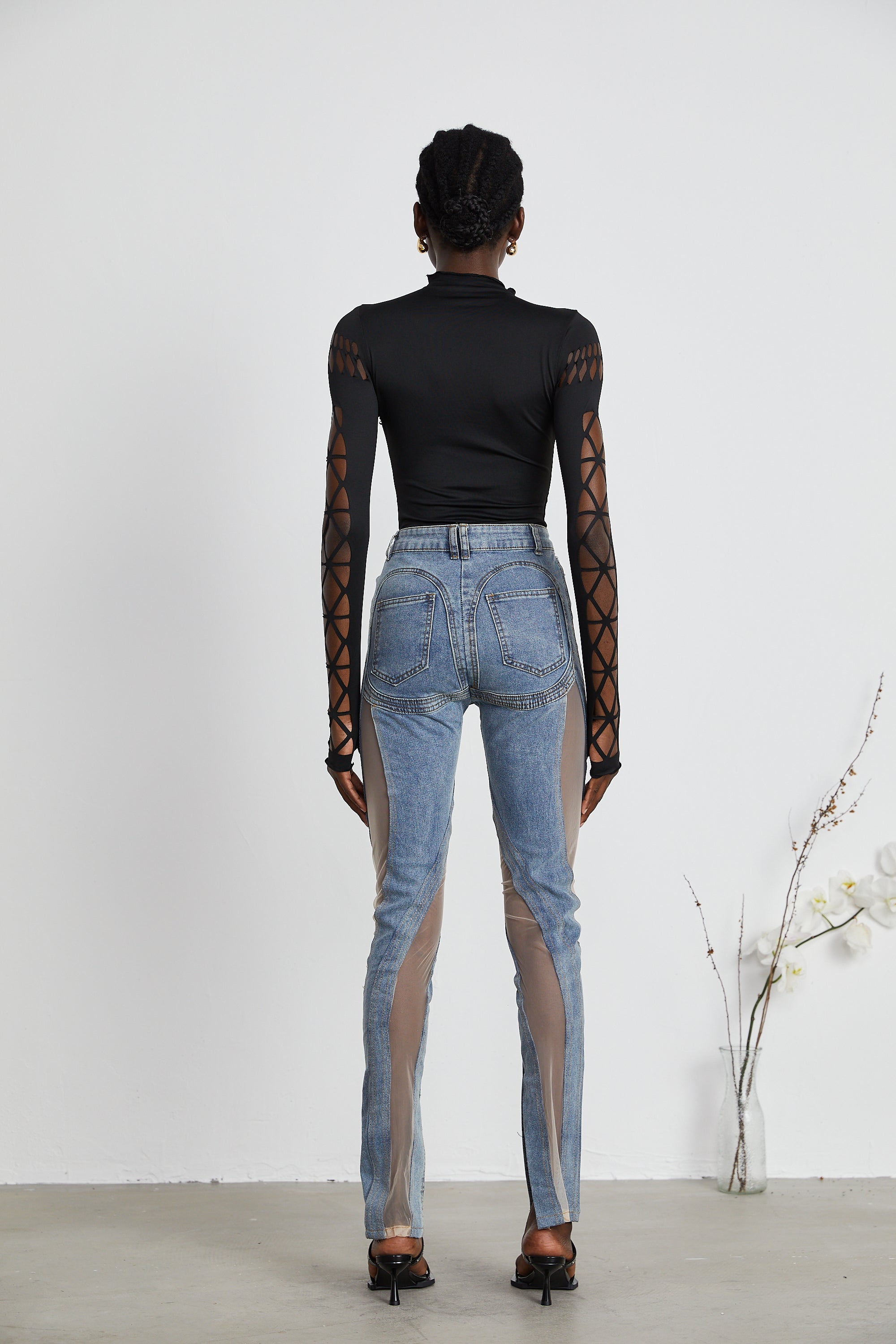 Aélis sheer-panelled jeans