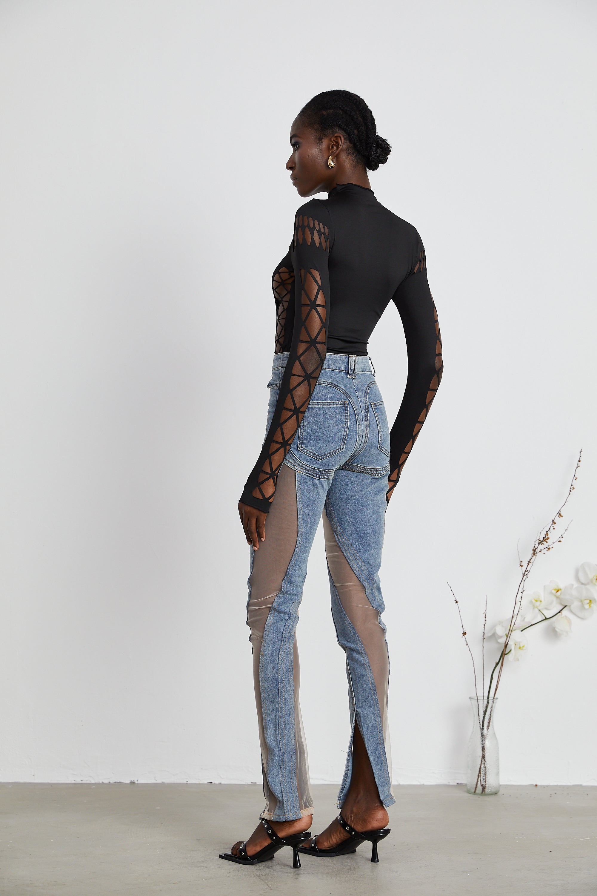 Jeans mit transparenten Einsätzen „Aélis“ 