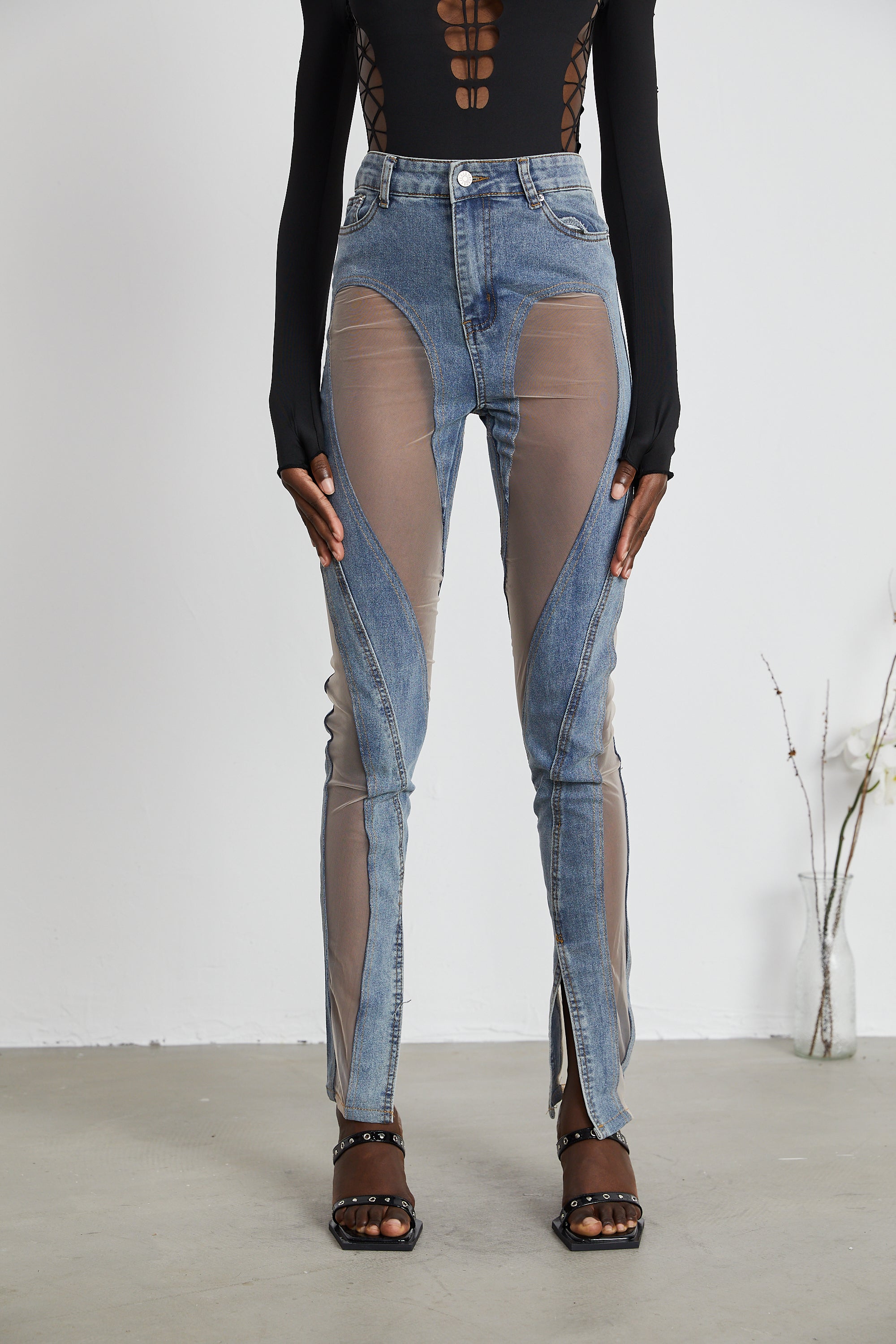 Jeans mit transparenten Einsätzen „Aélis“ 