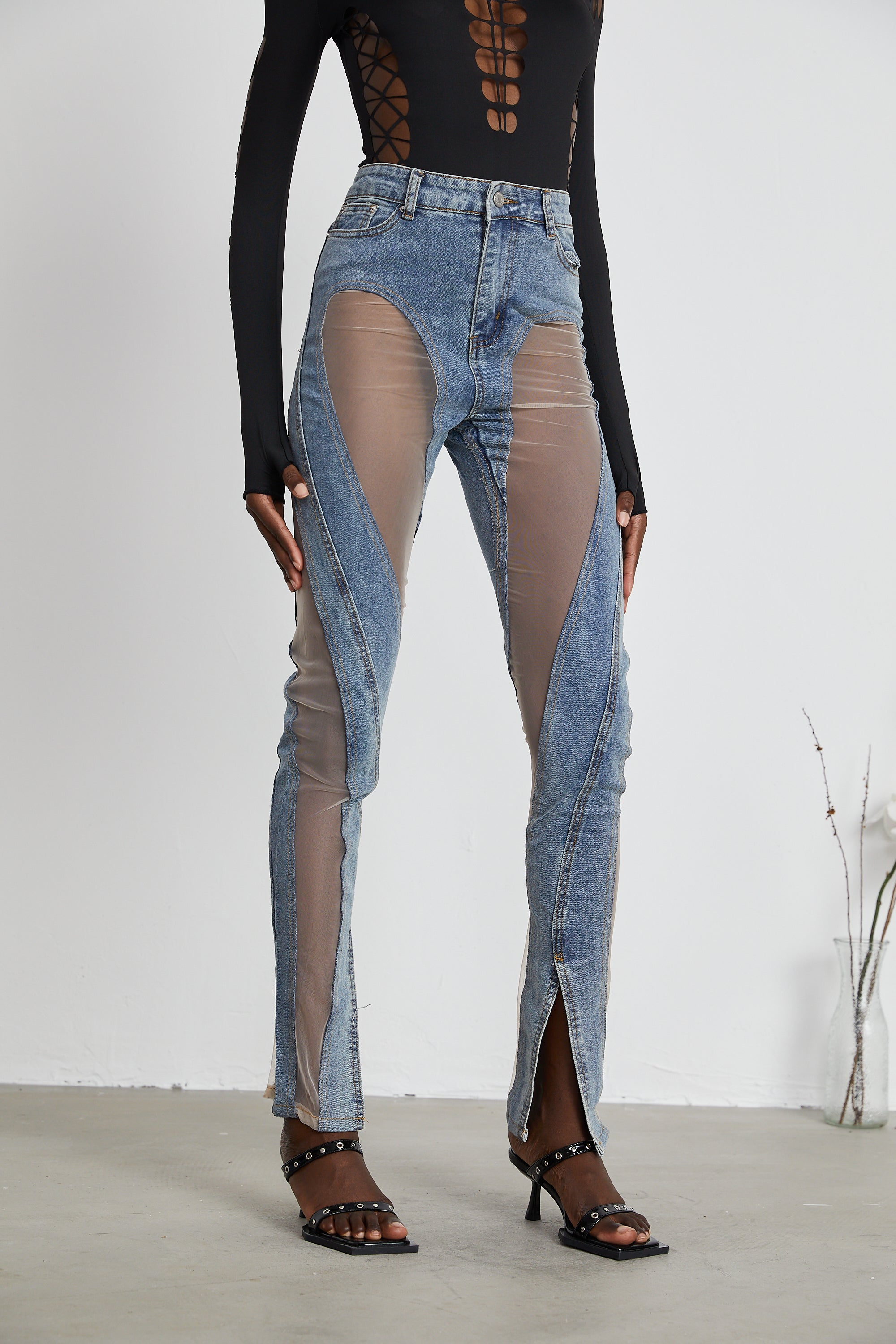 Aélis sheer-panelled jeans