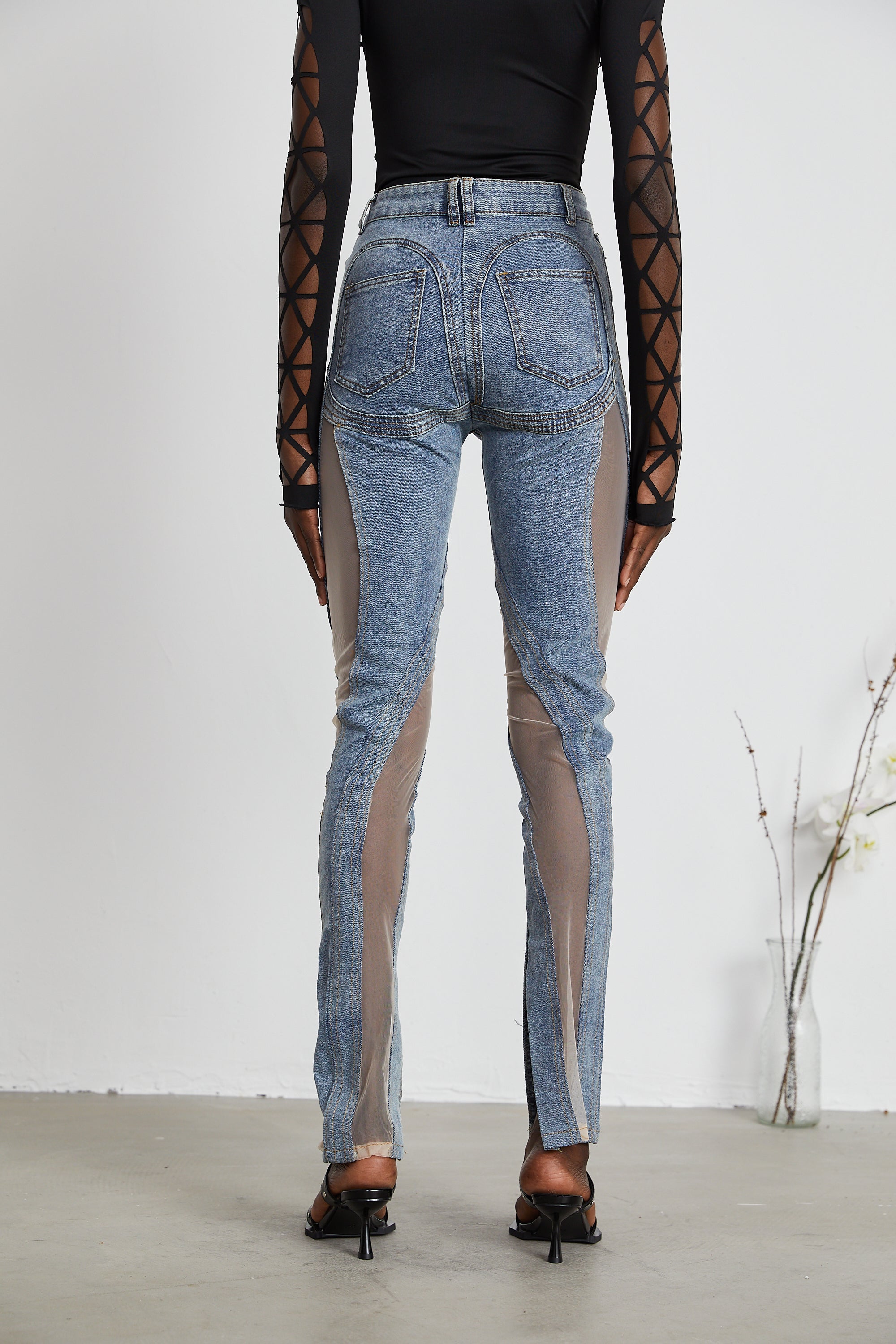 Aélis sheer-panelled jeans