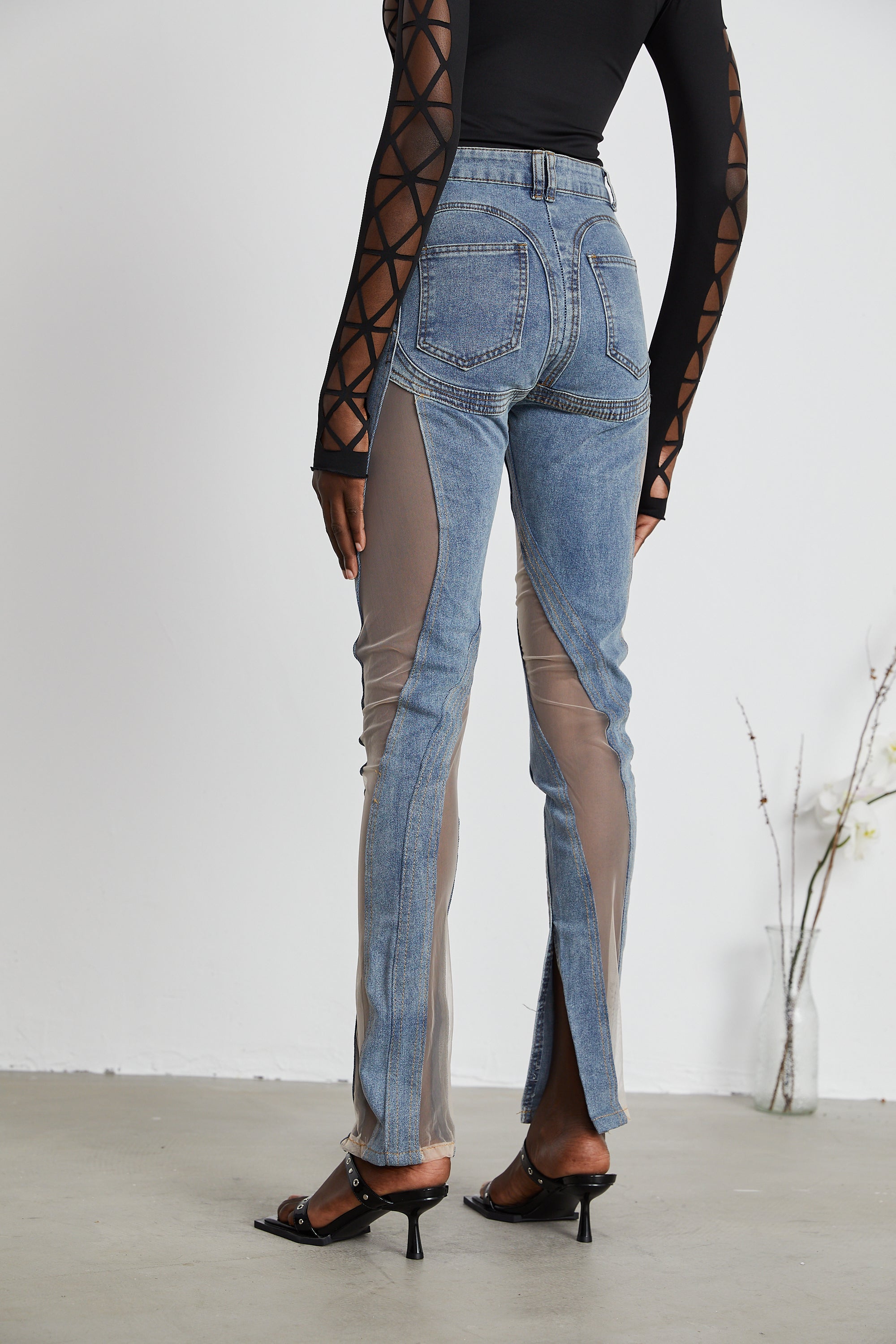 Aélis sheer-panelled jeans