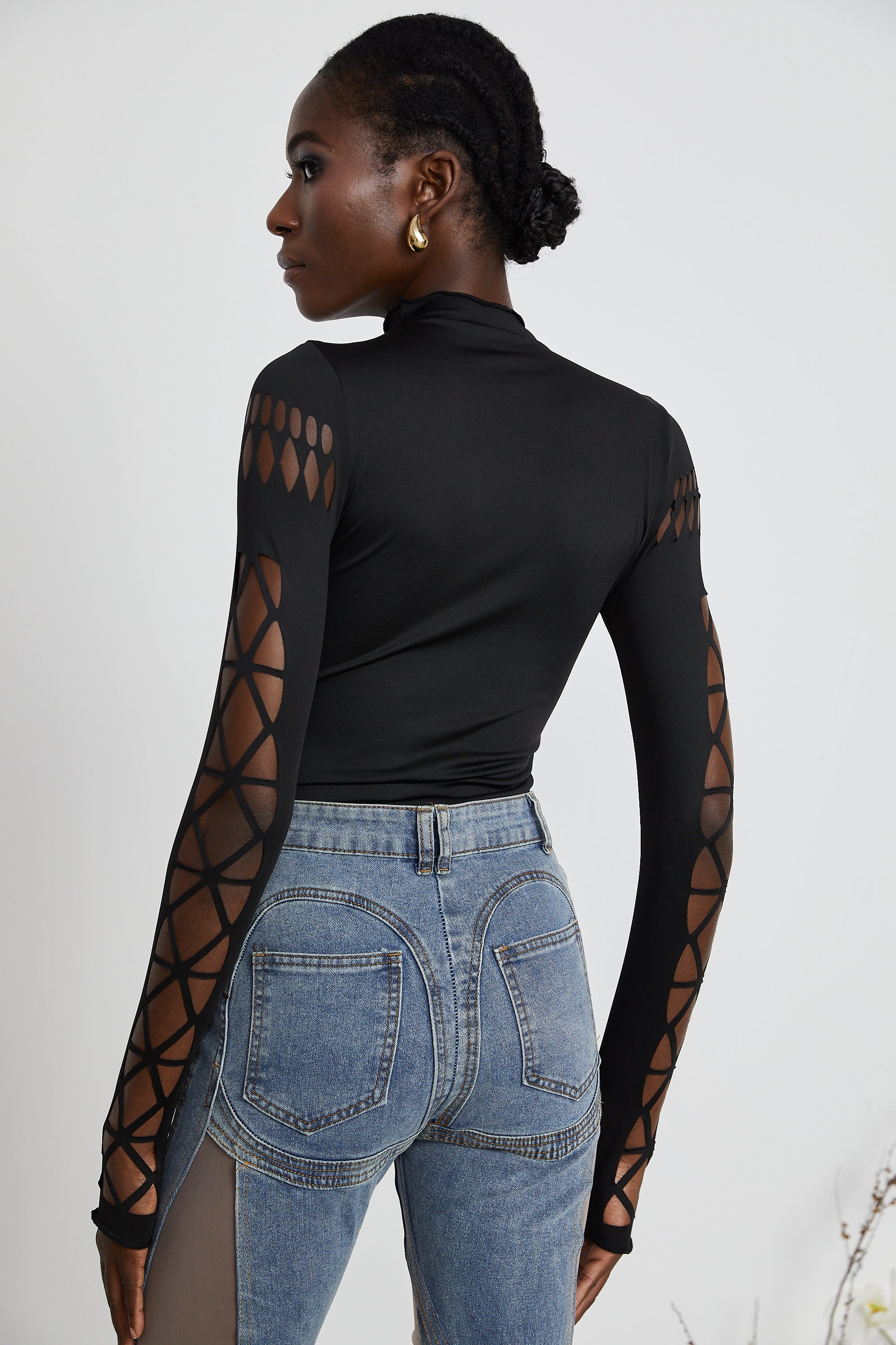 Capriana long-sleeved cut-out bodysuit