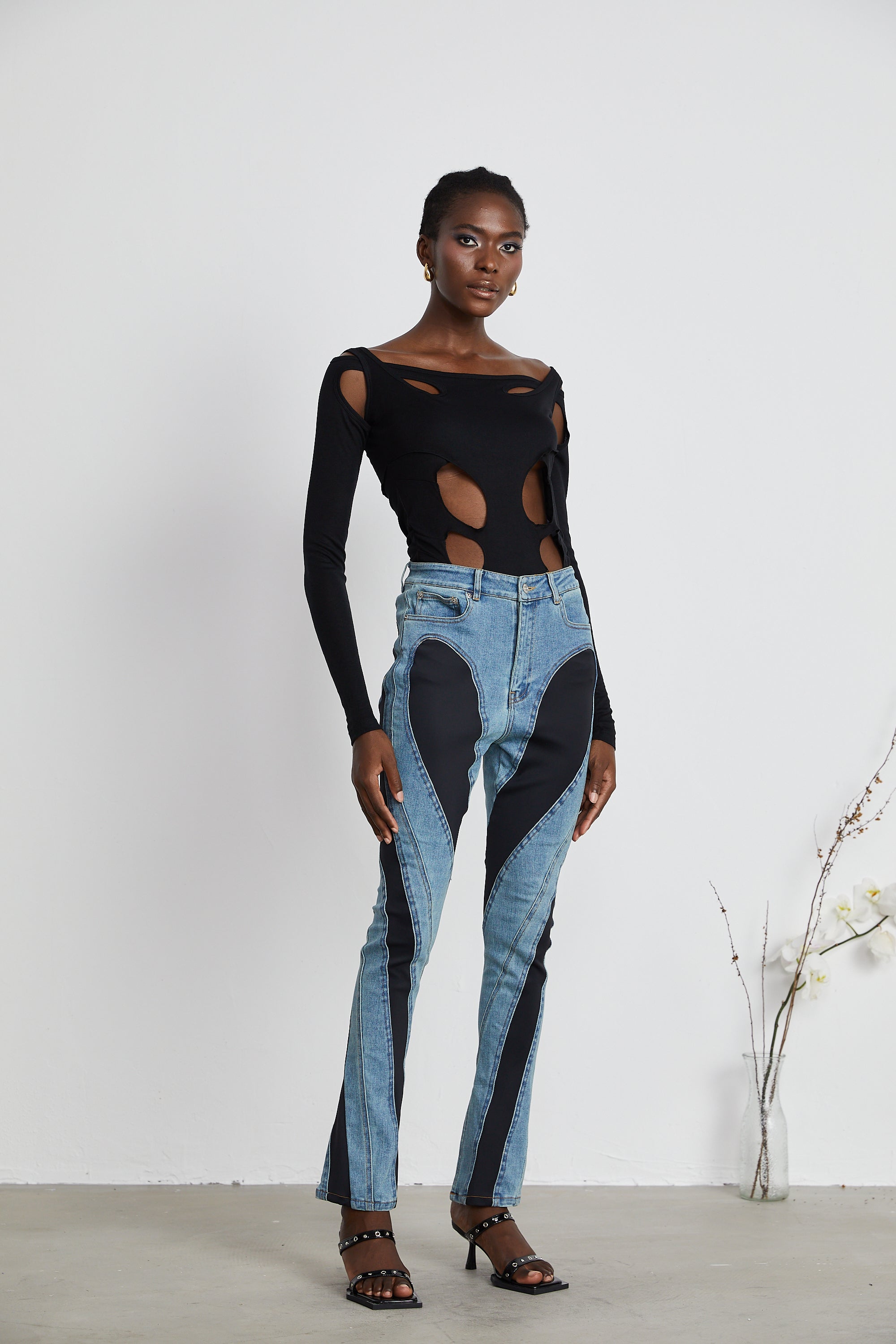 Noémie spiral panelled skinny jeans