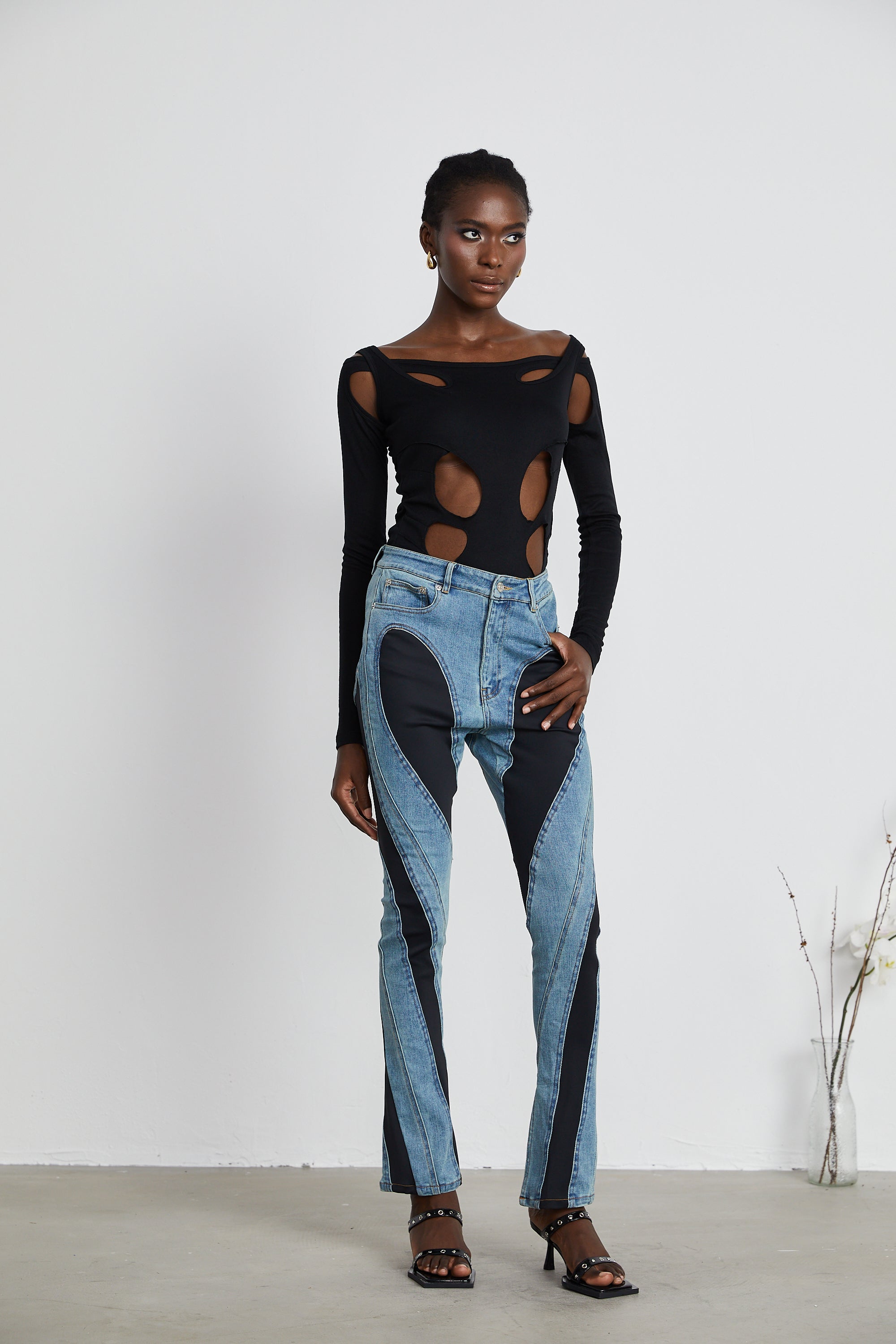 Noémie spiral panelled skinny jeans