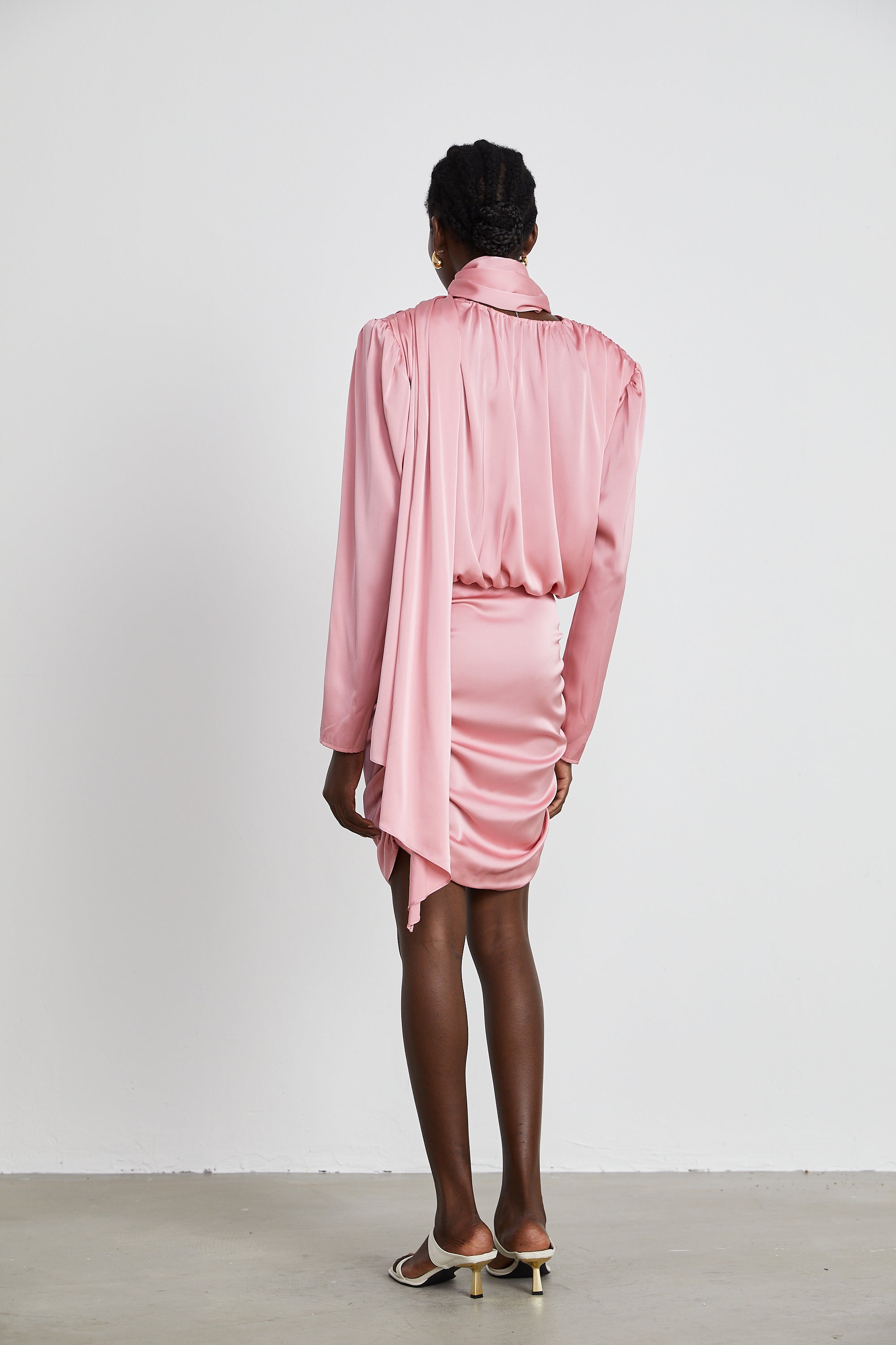 Aélis draped ruched satin mini dress