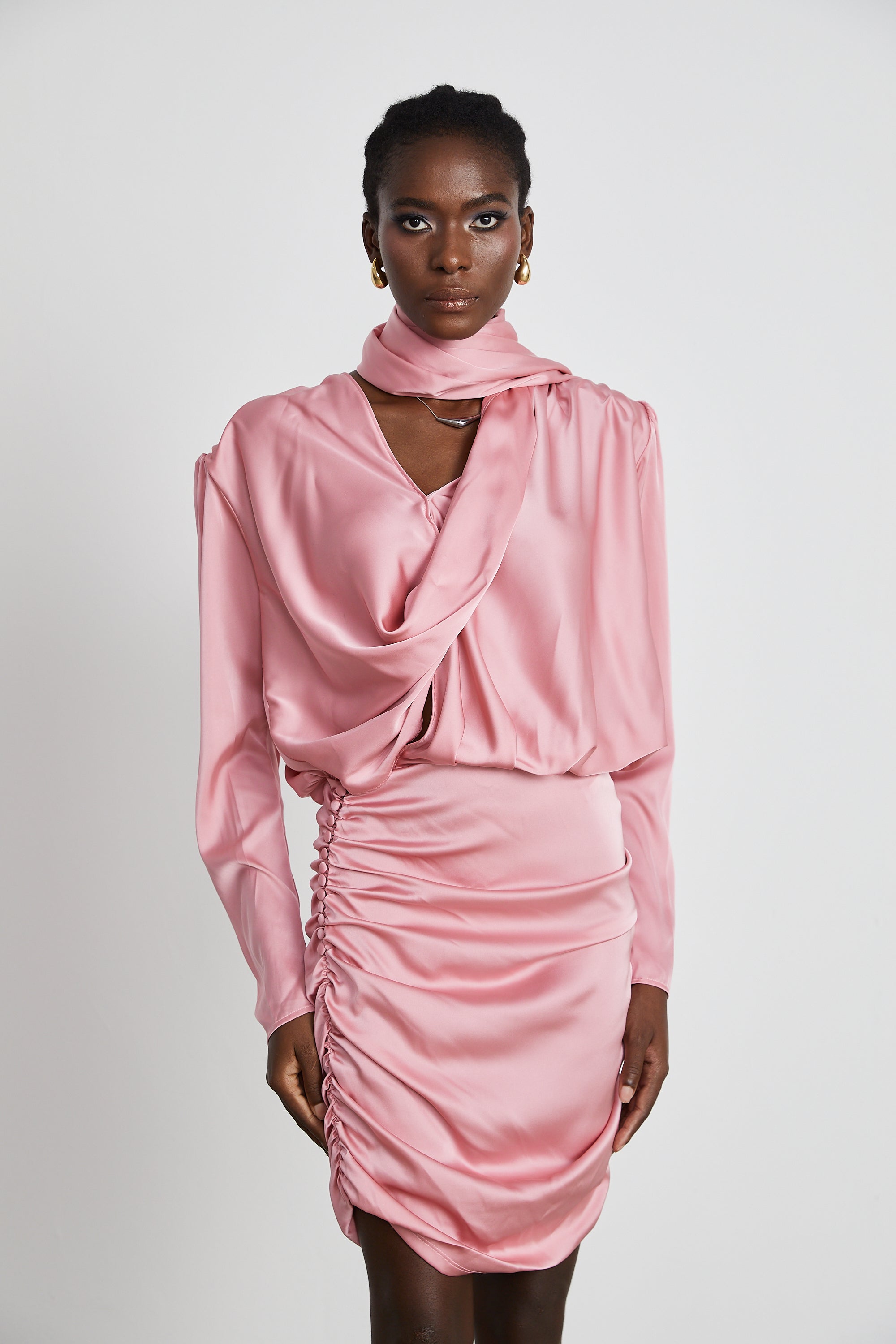 Aélis draped ruched satin mini dress