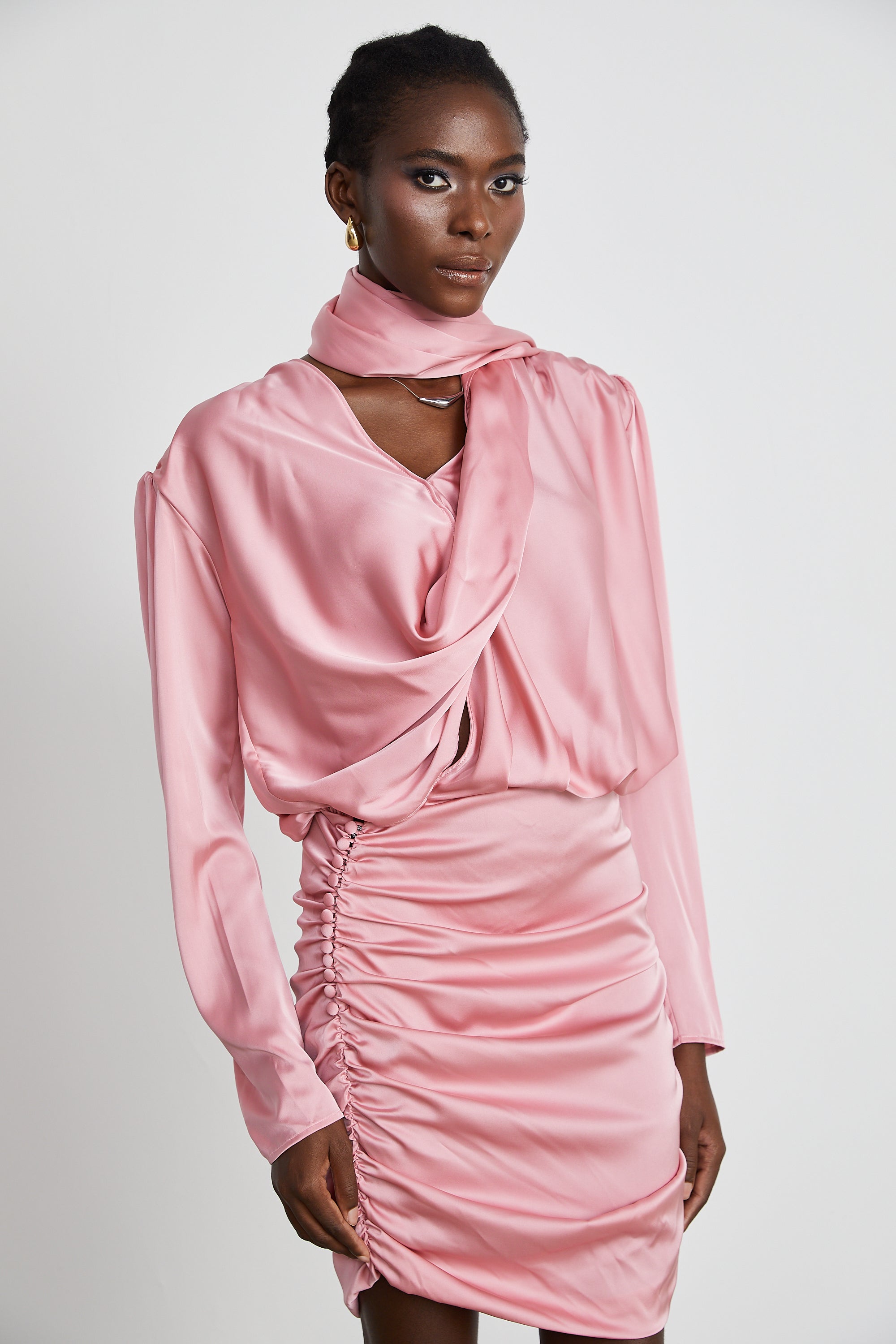 Aélis draped ruched satin mini dress