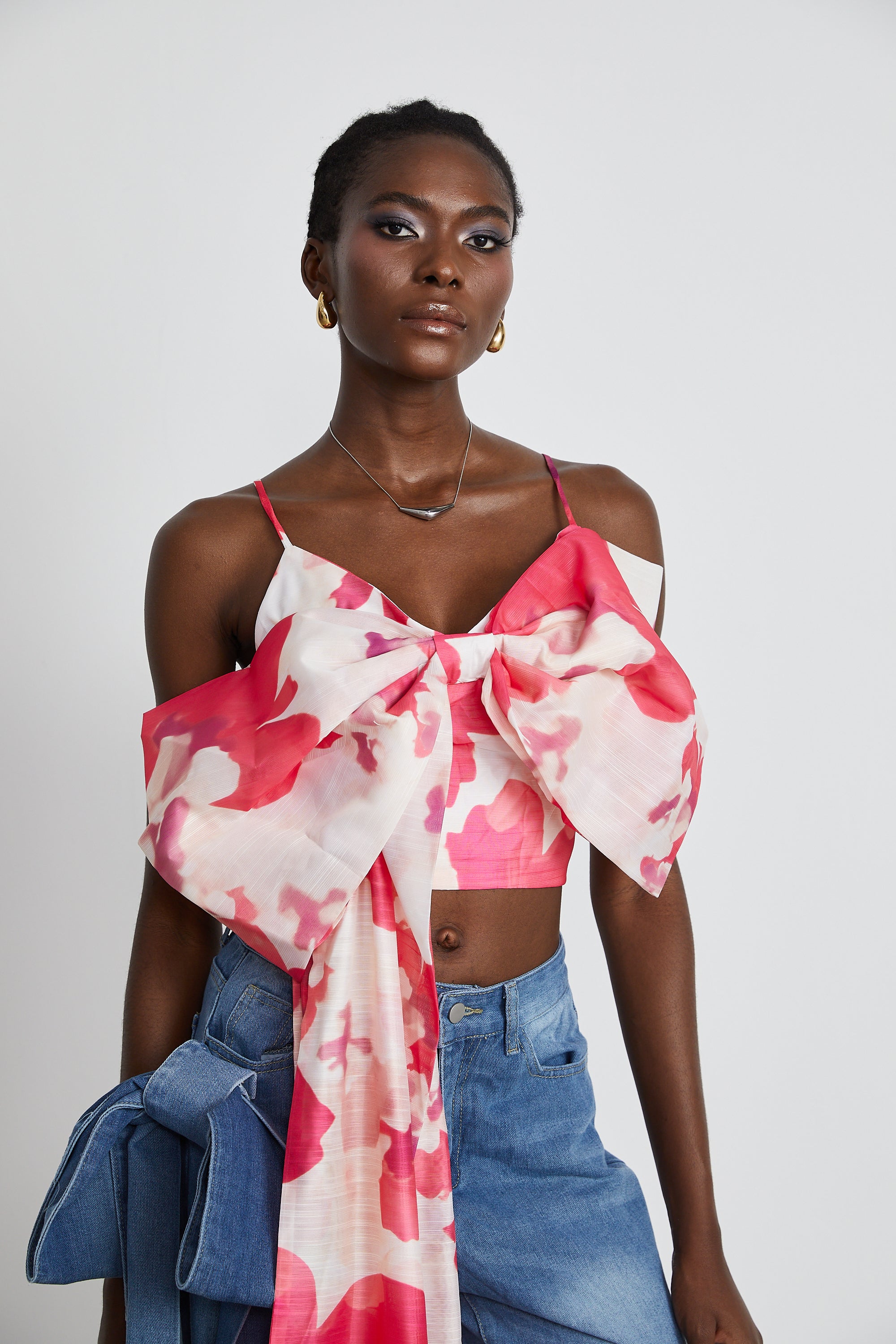 Stéphanie bowknot cropped top