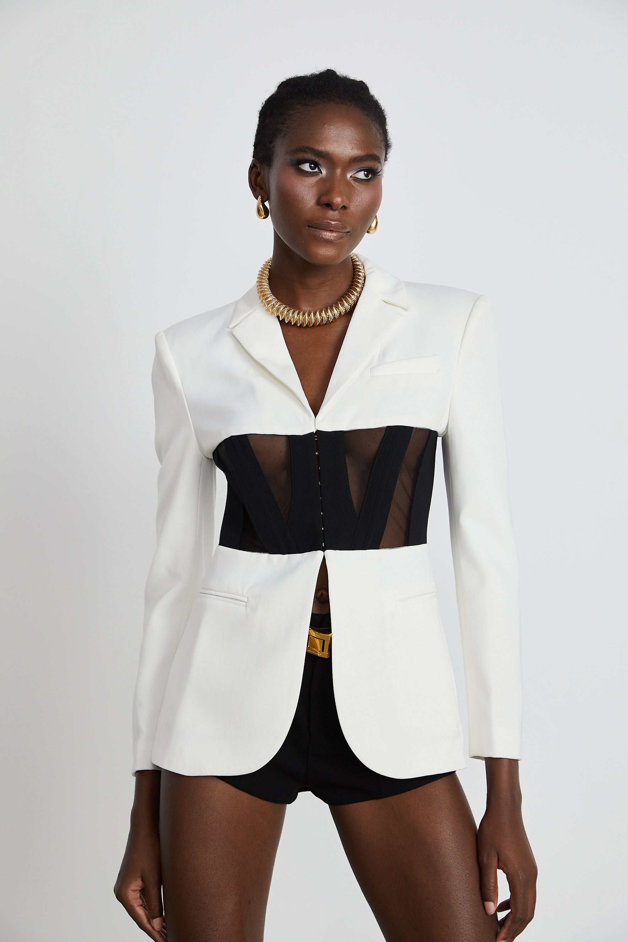 Noémie corset panelled blazer