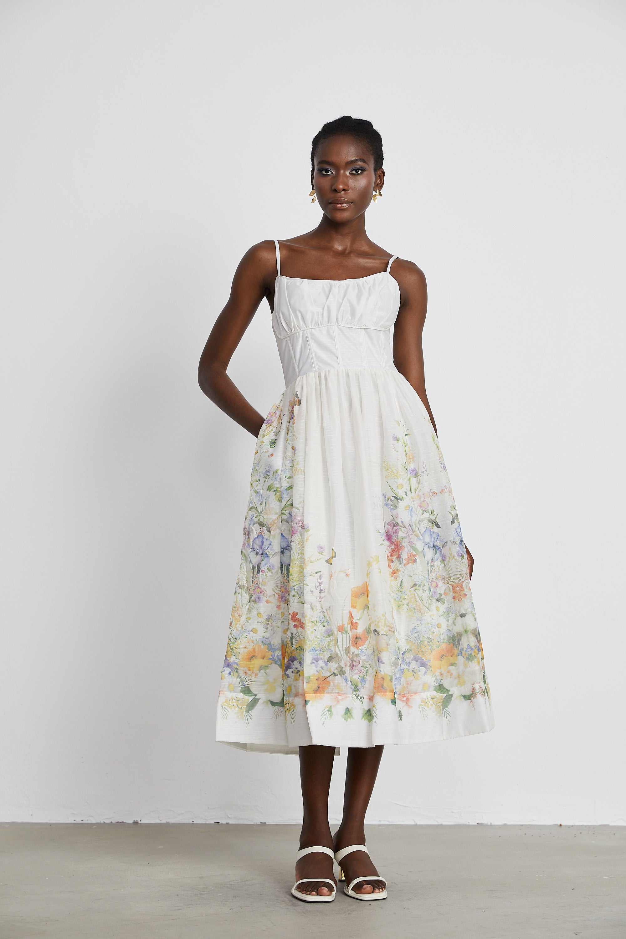 Marlene ruched midi dress