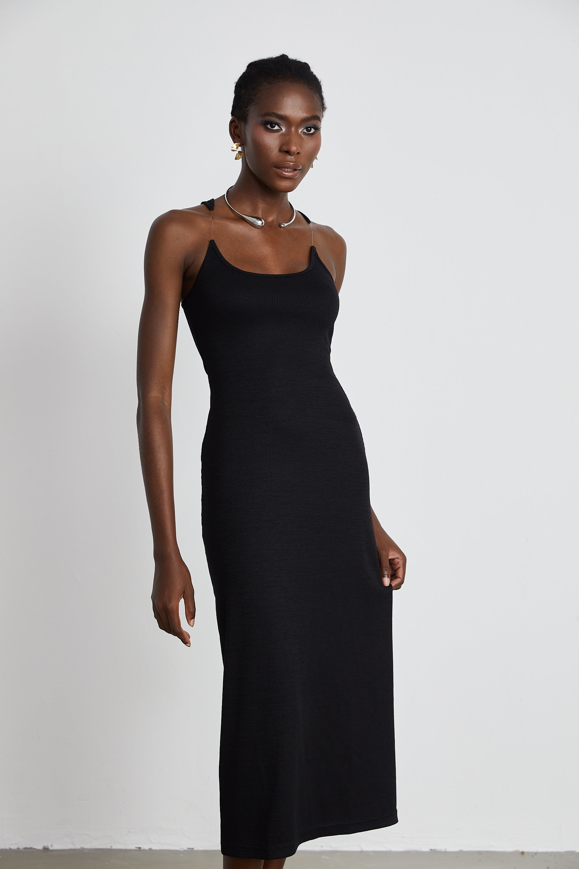 Madeleine invisible-strap ribbed maxi dress