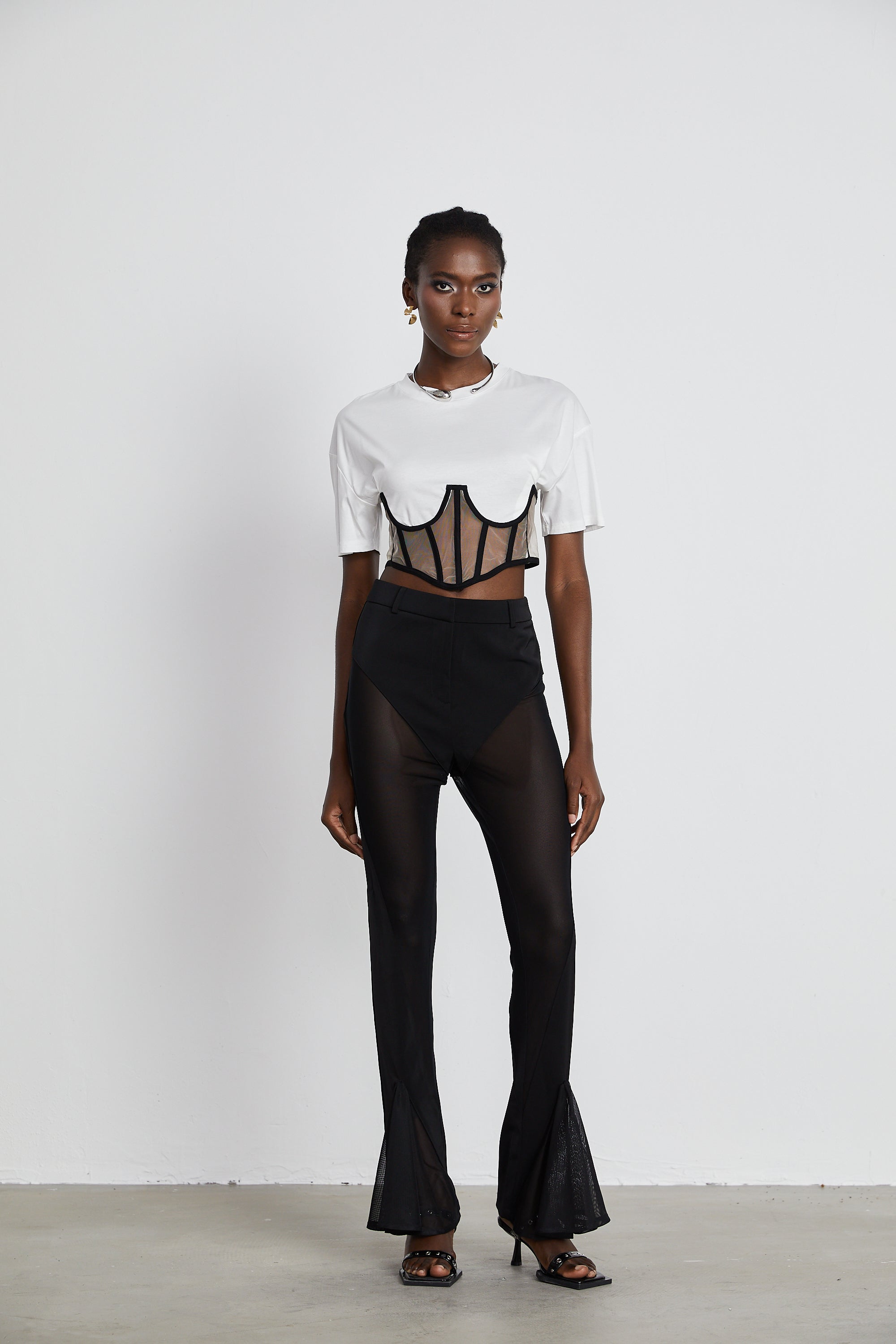 Hart semi-sheer cropped top