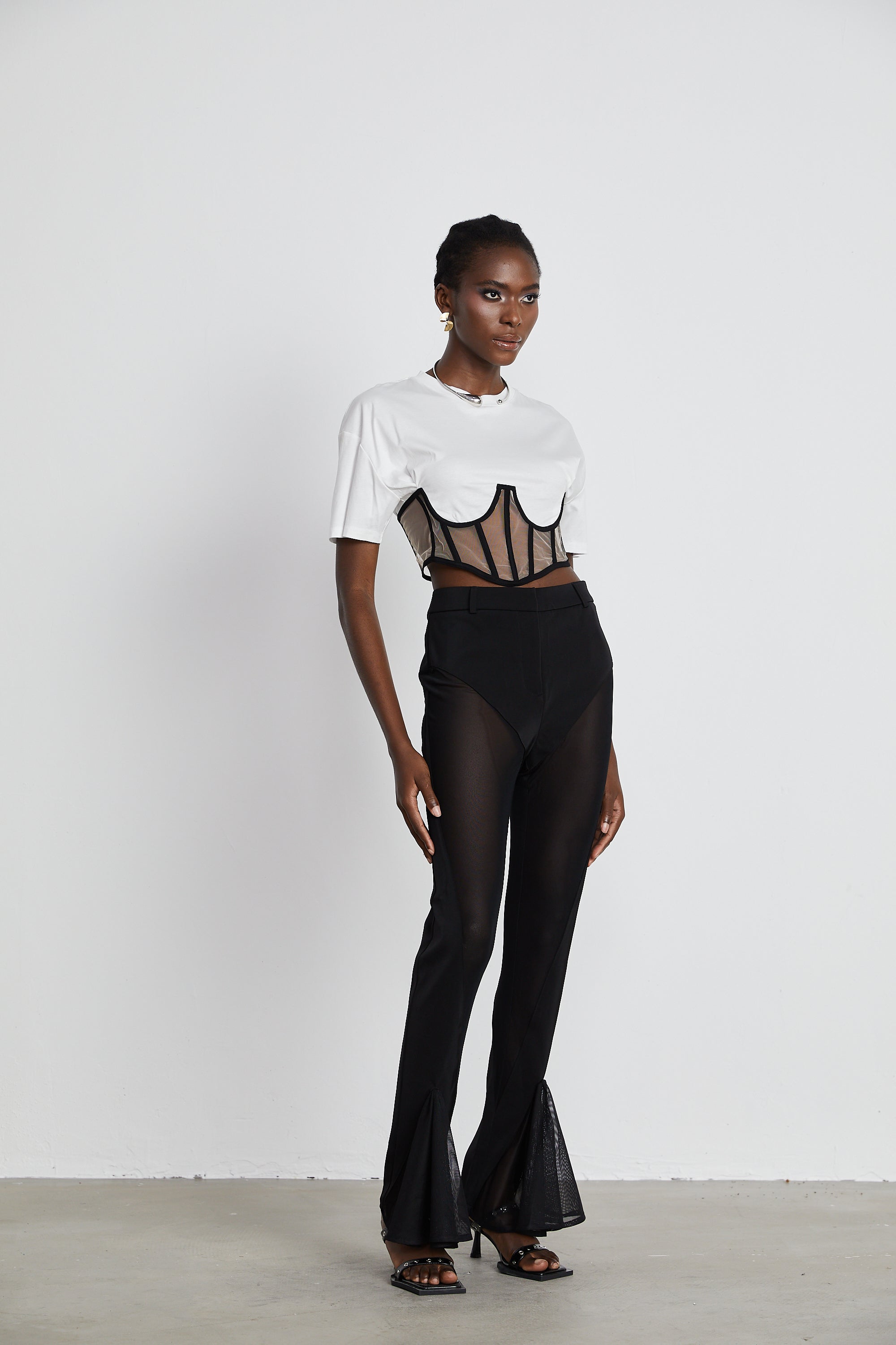 Hart semi-sheer cropped top