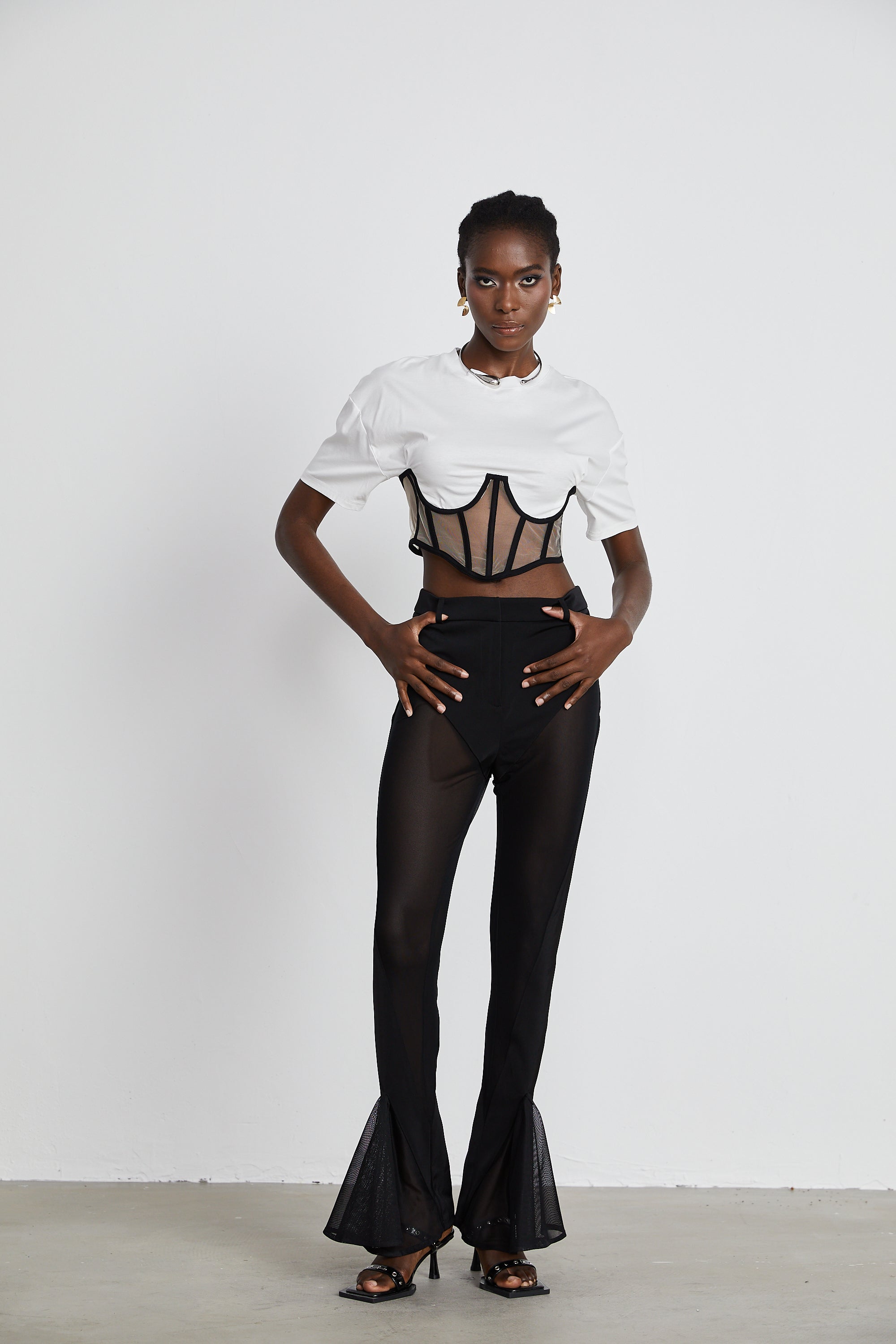 Hart semi-sheer cropped top