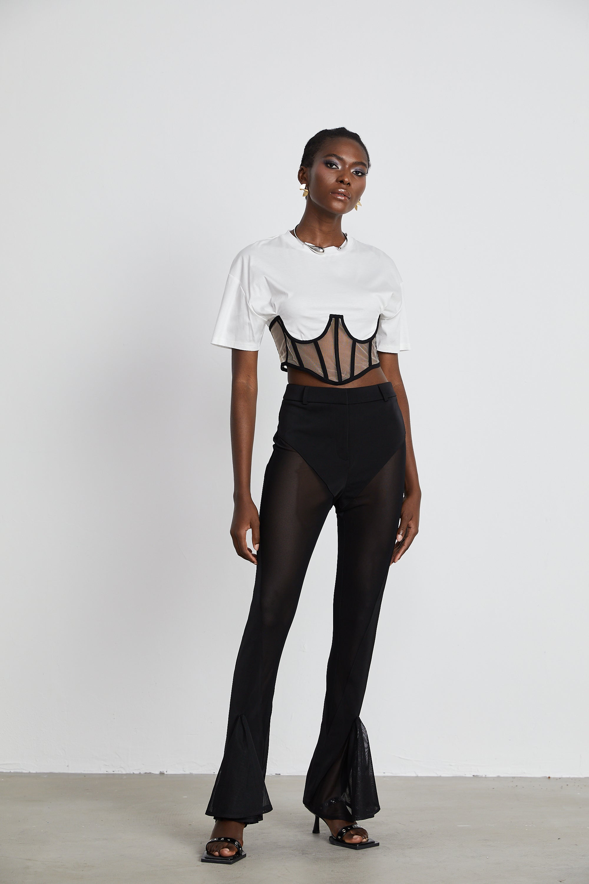 Hart semi-sheer cropped top