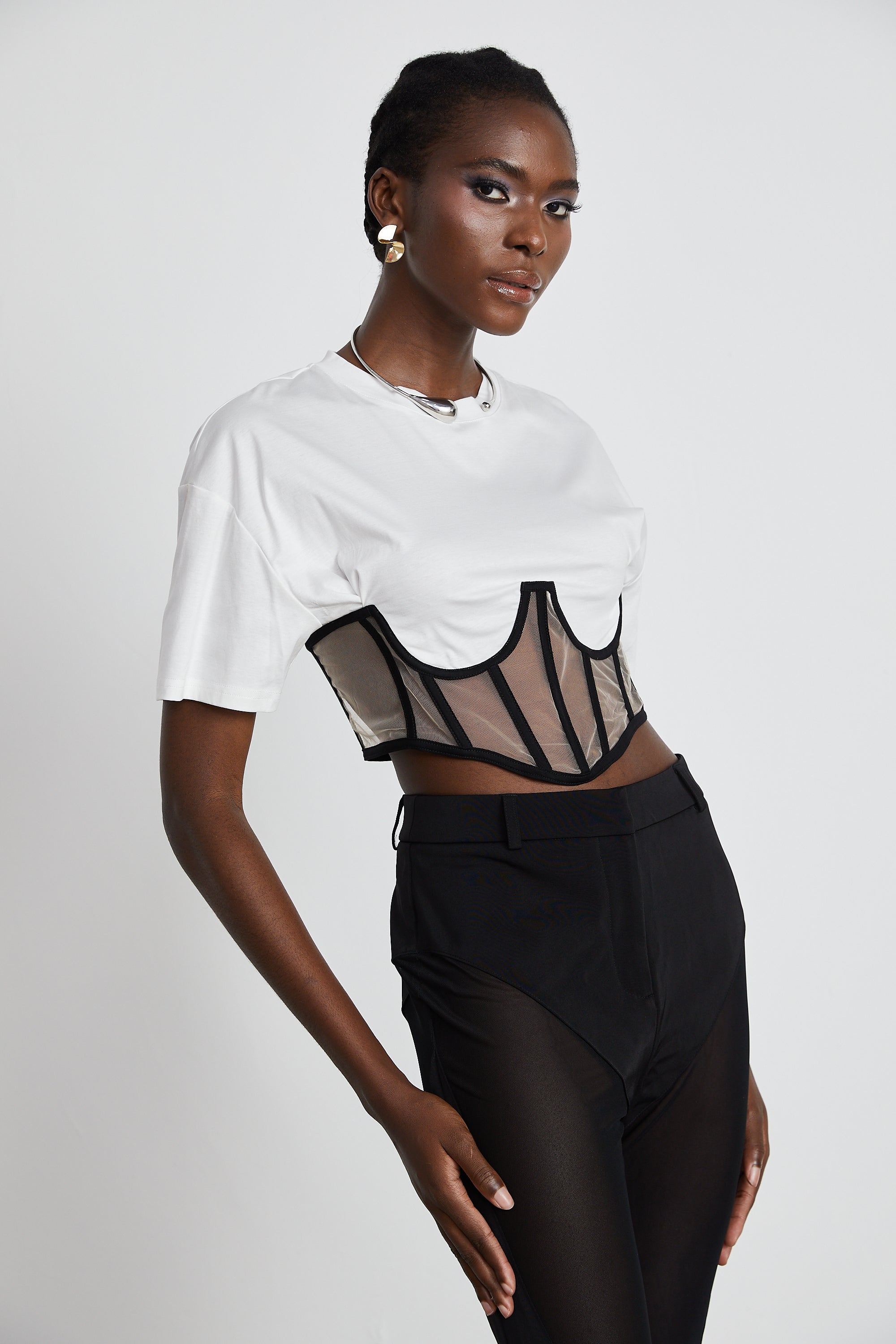 Hart semi-sheer cropped top