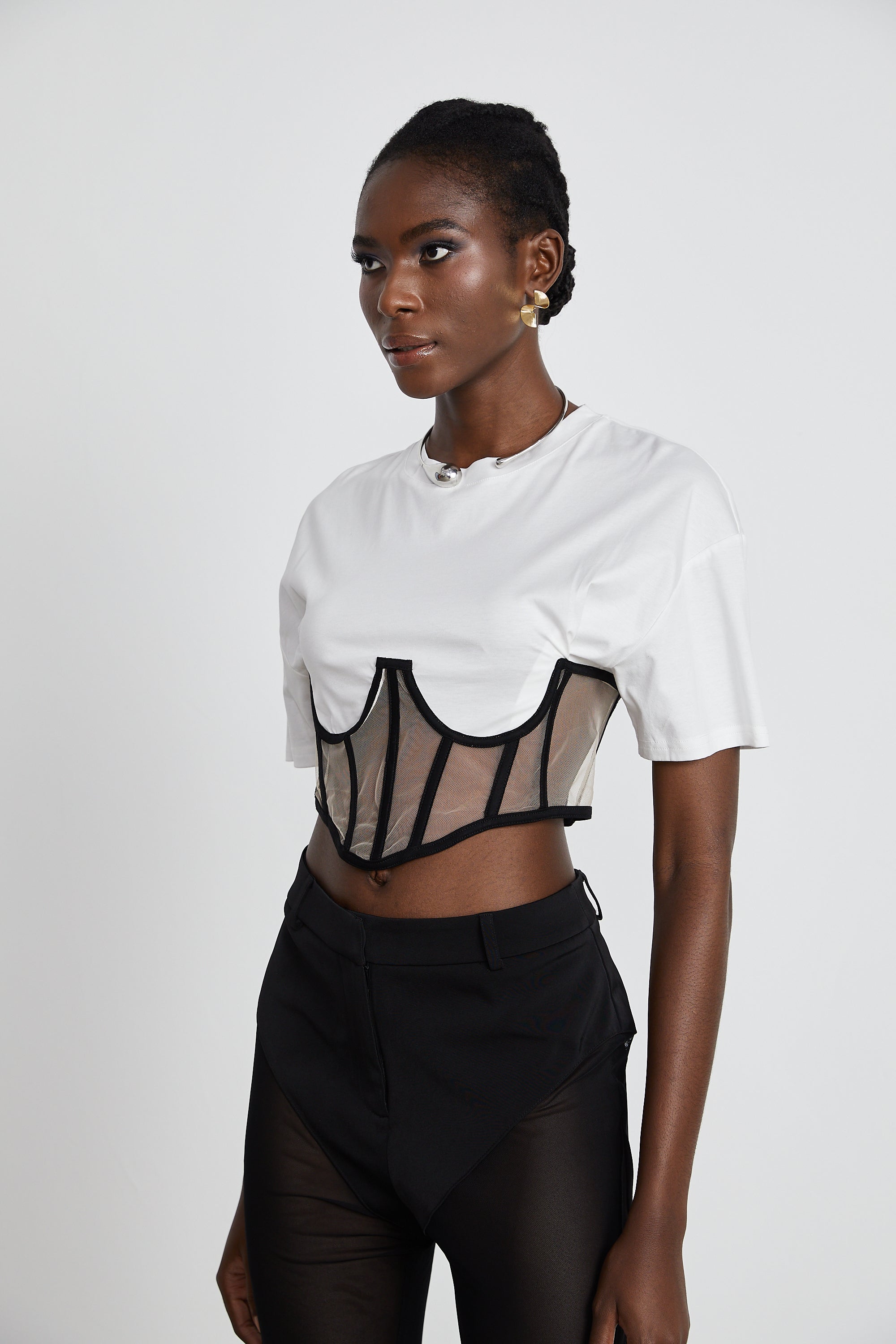 Hart semi-sheer cropped top