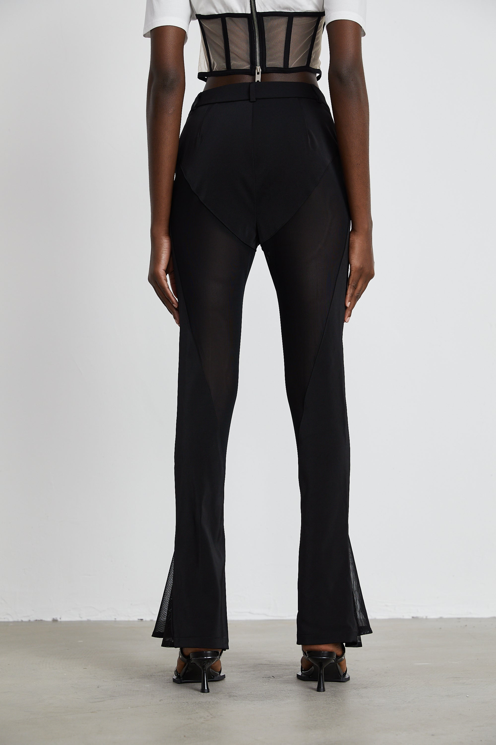 Noémie sheer-panel flared trousers