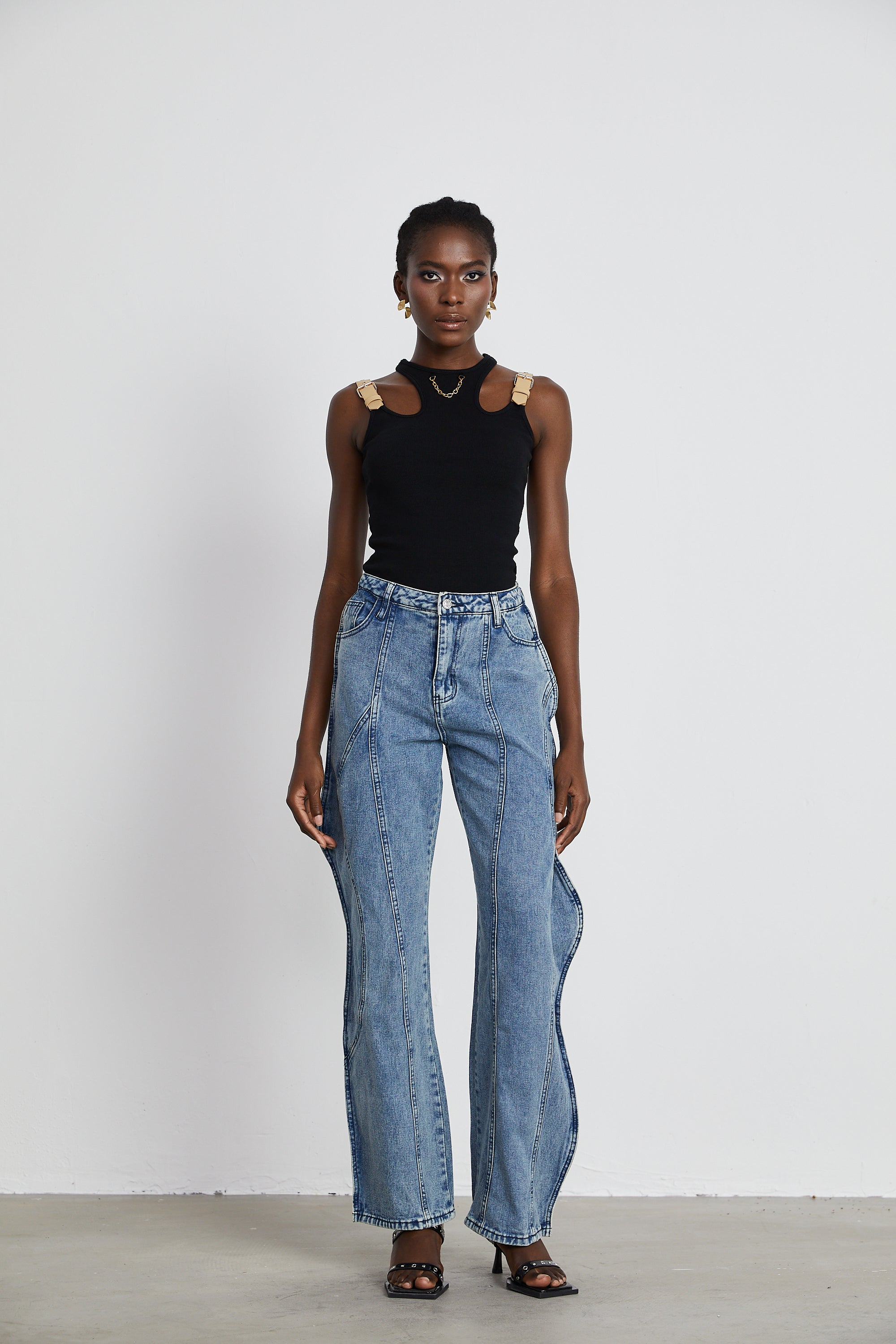 Brigitte asymmetric wide-leg jeans