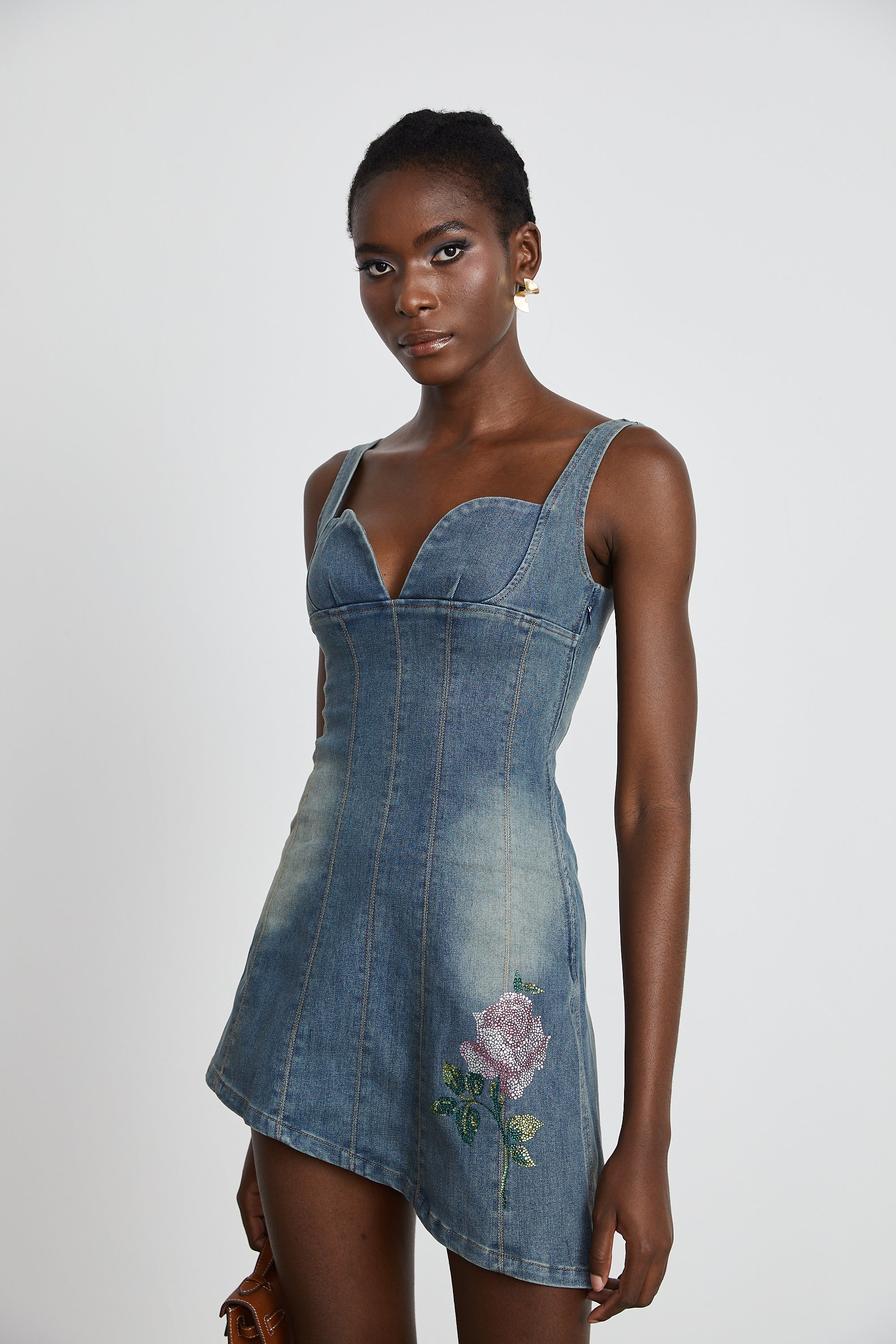 Seren embellished denim mini dress