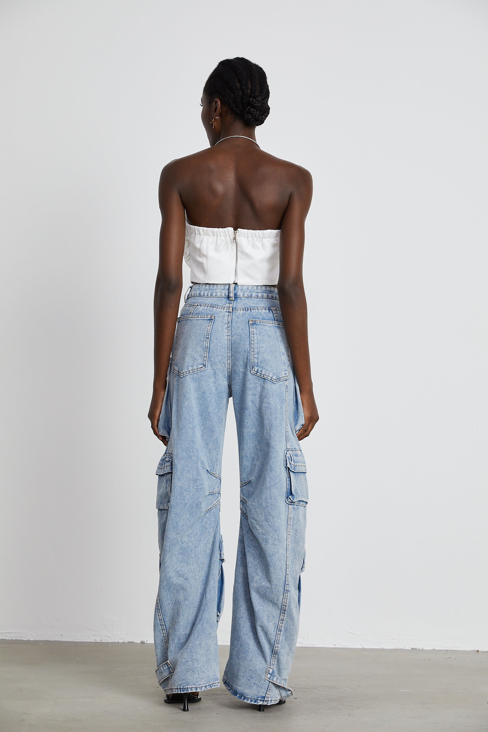 Agathe high-waisted palazzo cargo trousers