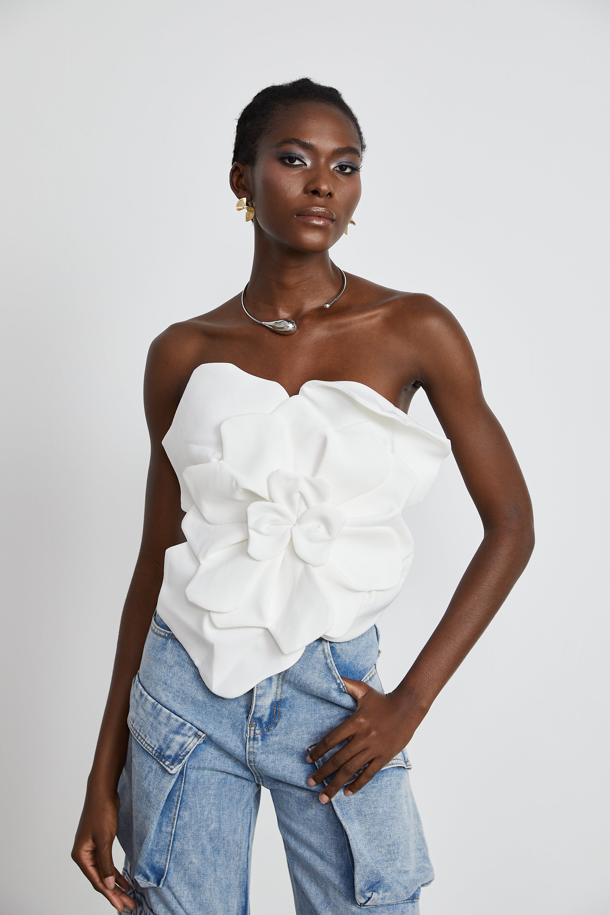 Penelope white floral off shoulder top S White