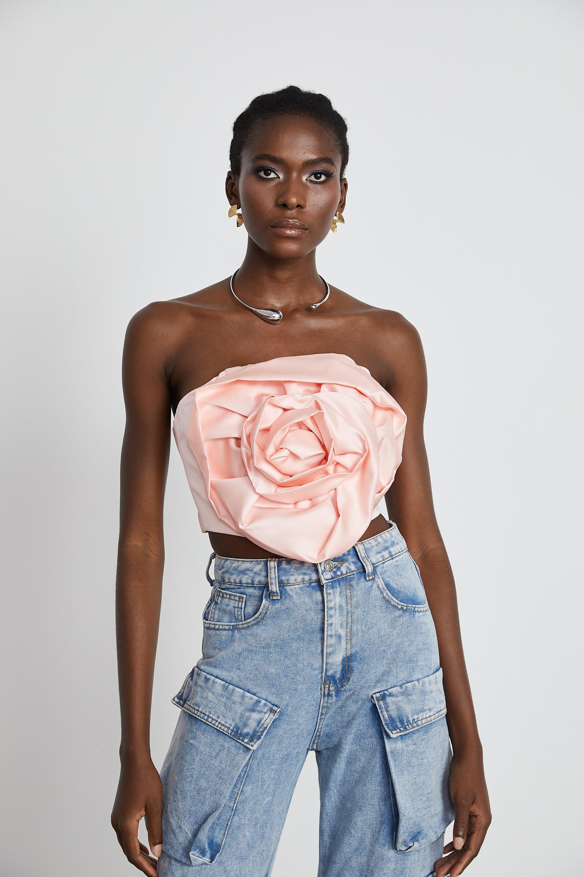 Rosa, geblümtes Off-Shoulder-Top Solange 