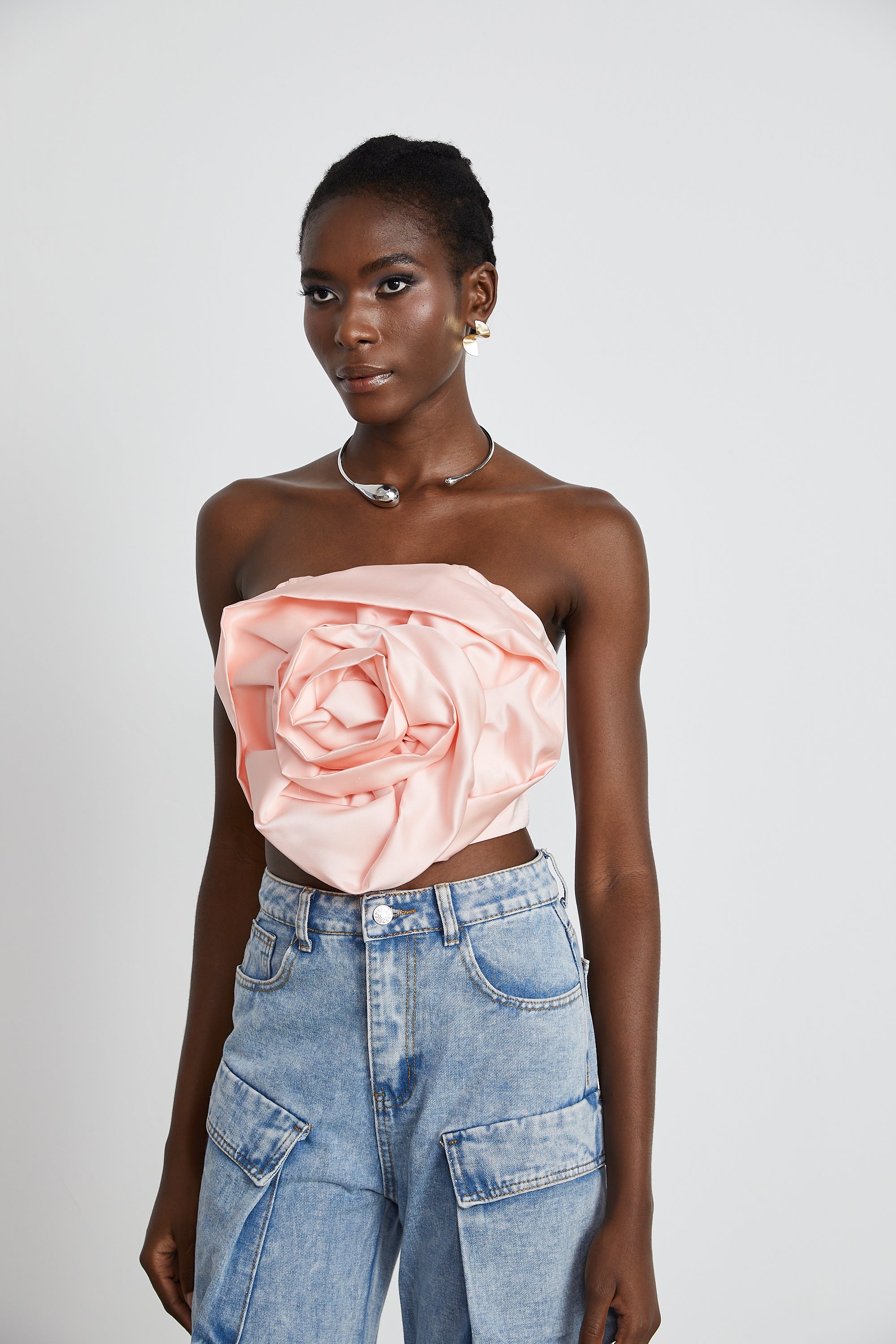 Solange pink floral off-shoulder top