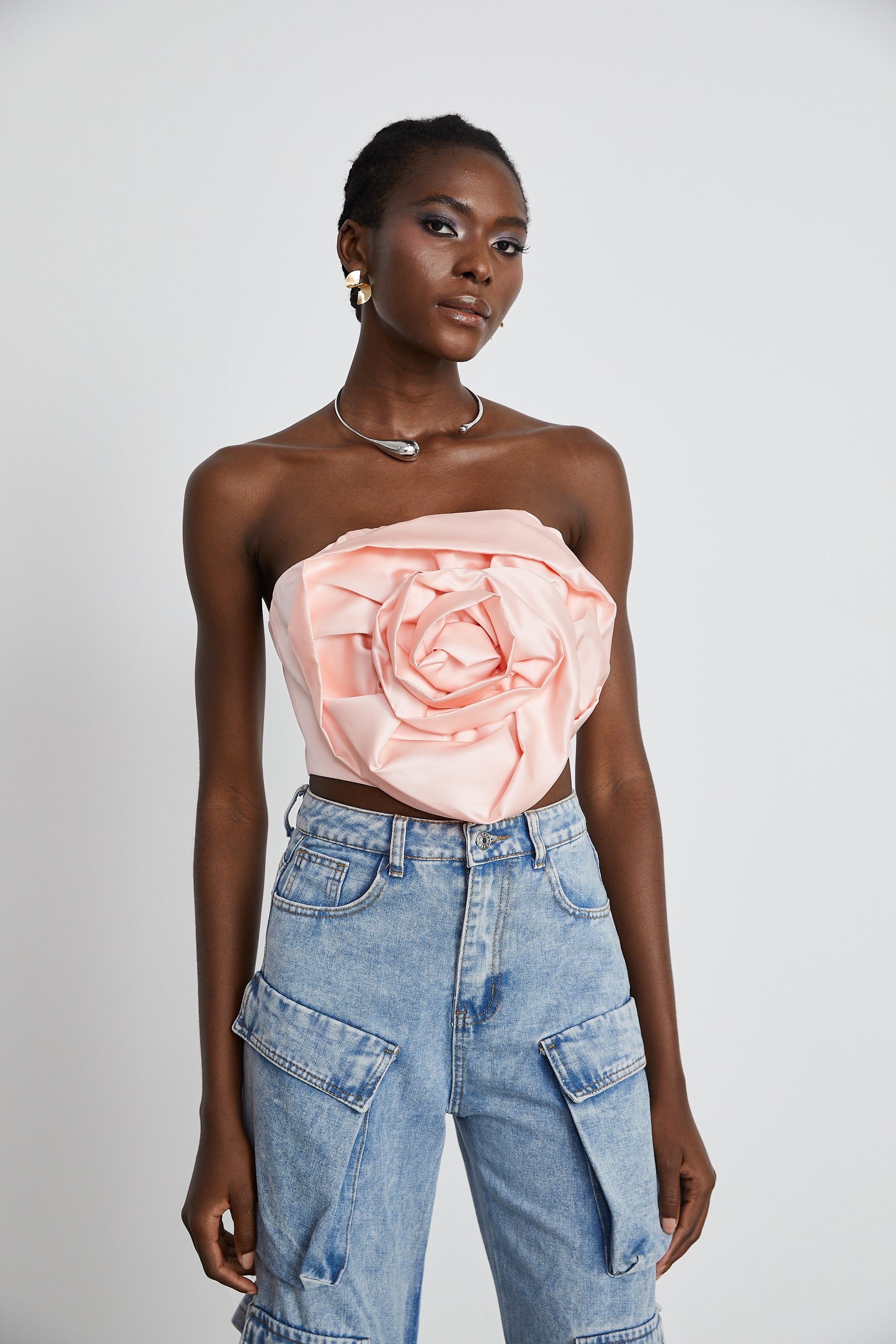 Solange pink floral off-shoulder top