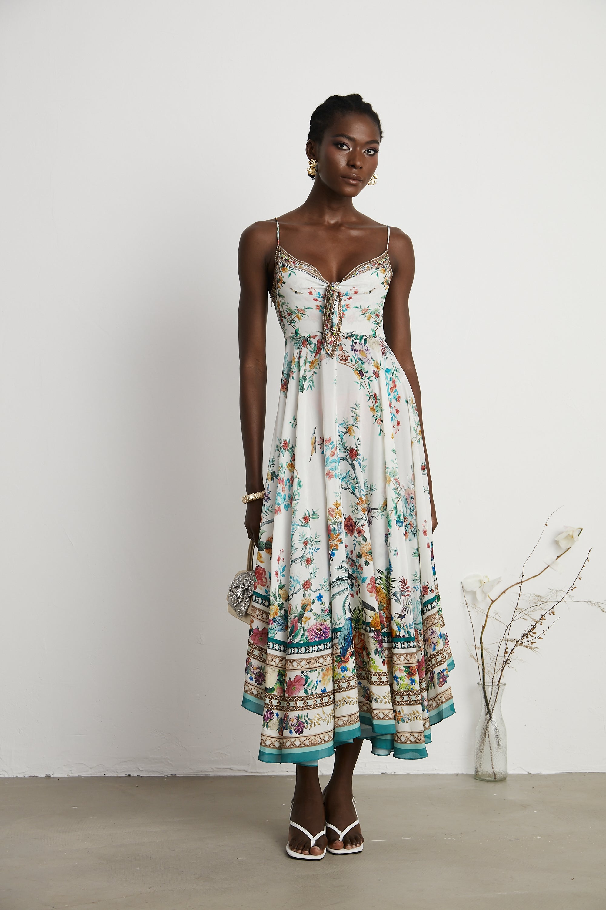 Philippine floral-print embellished midi dress (US Only)