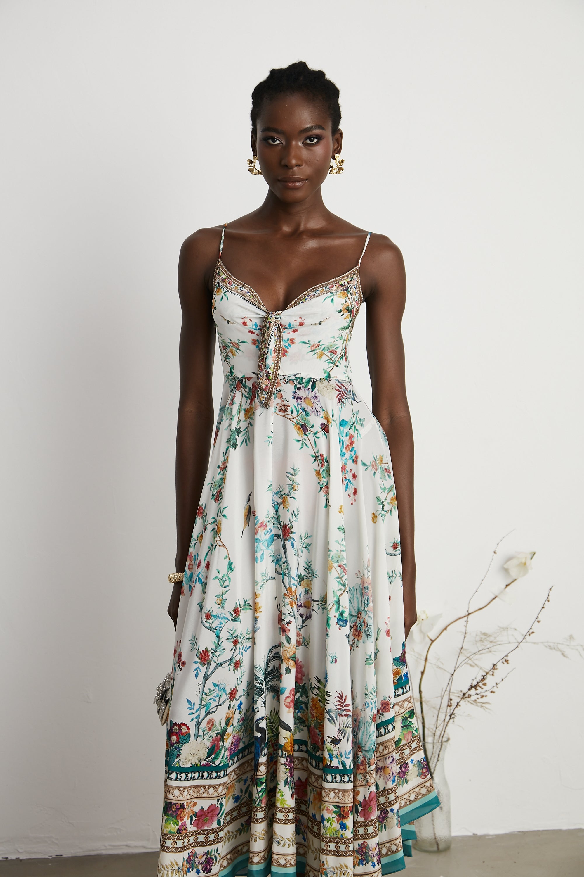 Philippine floral-print embellished midi dress (US Only)