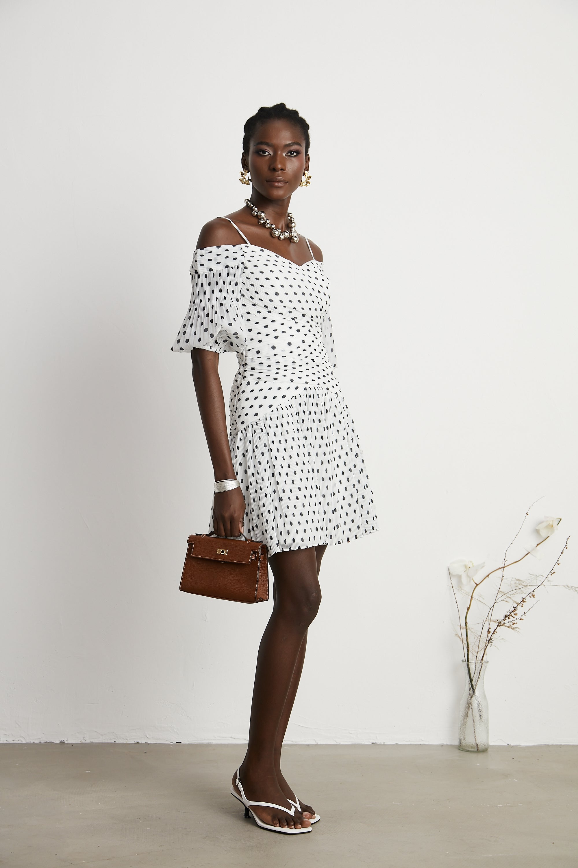 Capucine polka dot-print mini dress