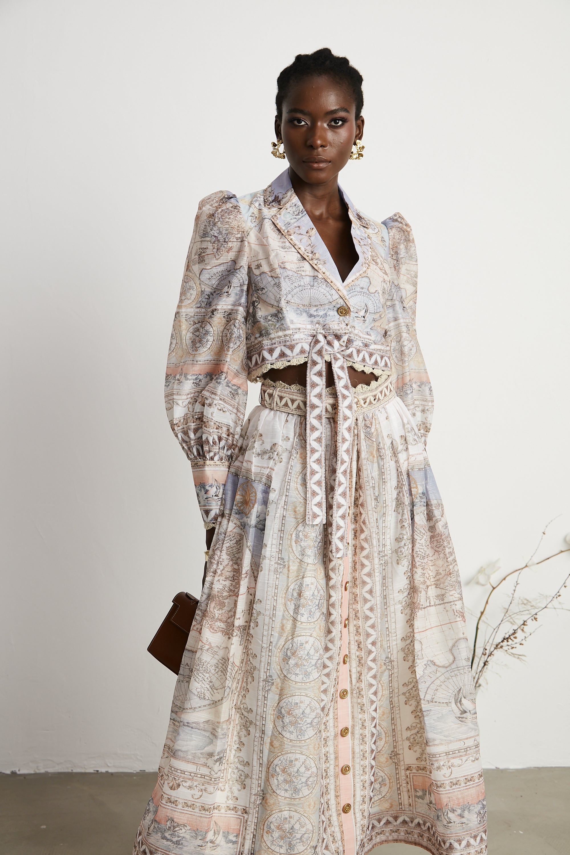 Mireille pattern-print top & skirt matching set