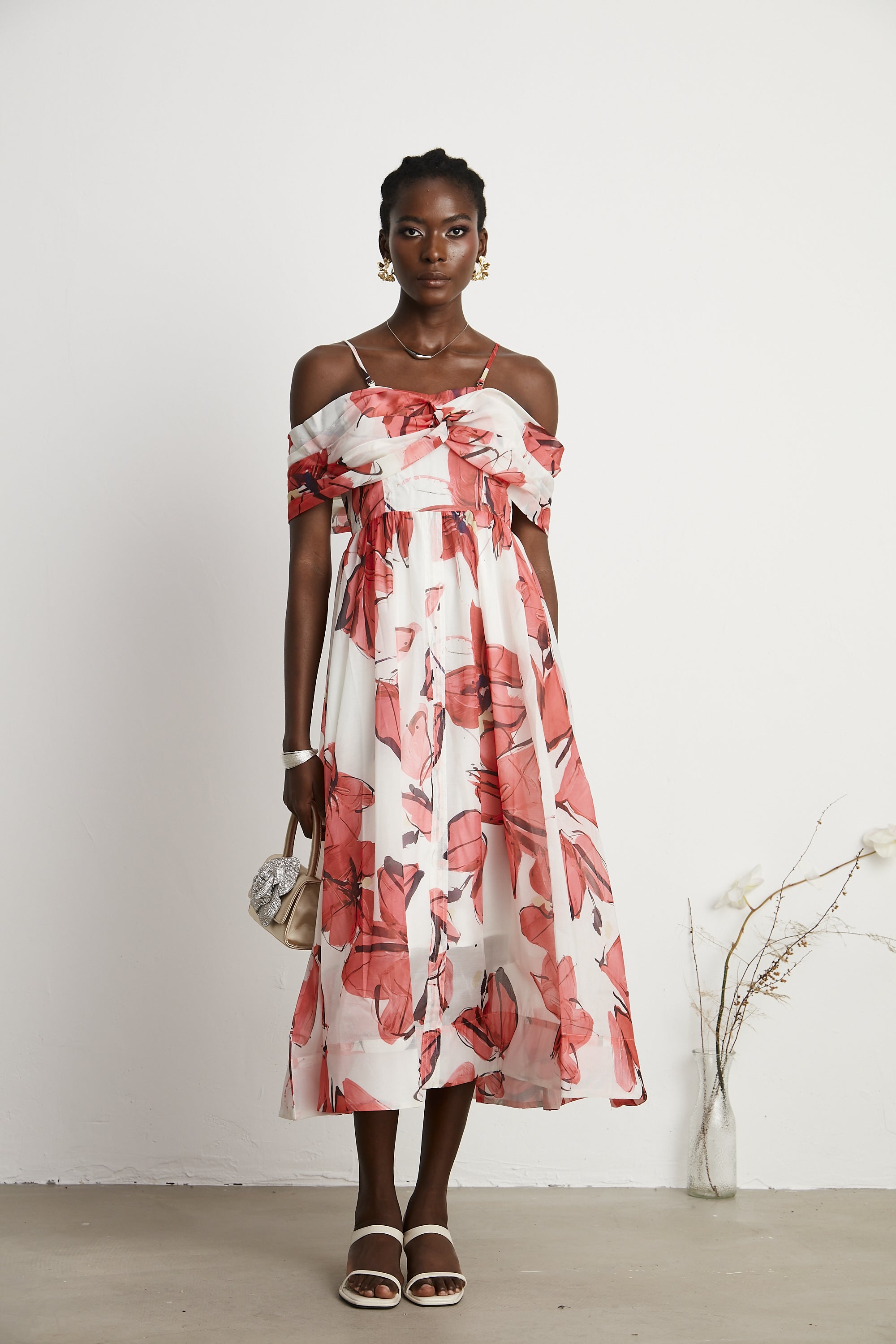 Émeline floral-print pleated midi dress