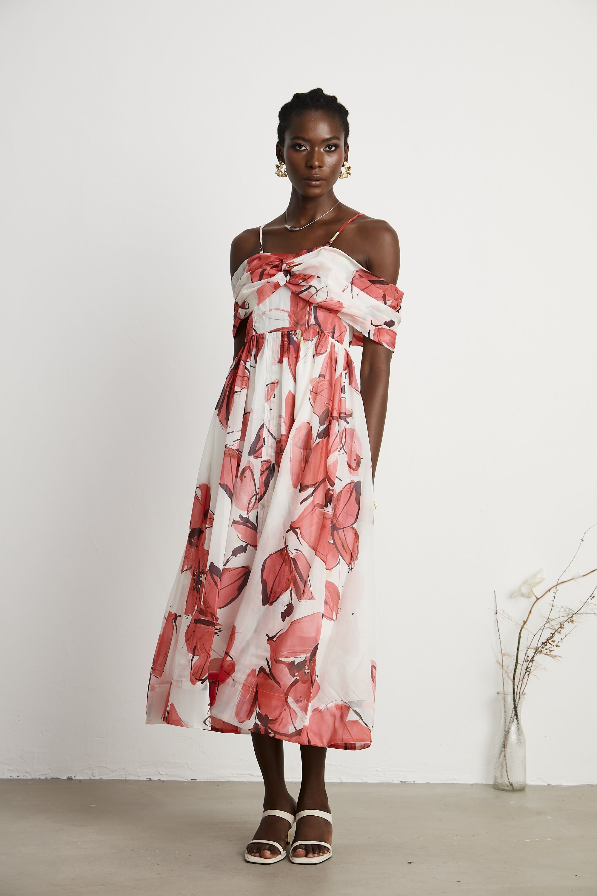 Émeline floral-print pleated midi dress