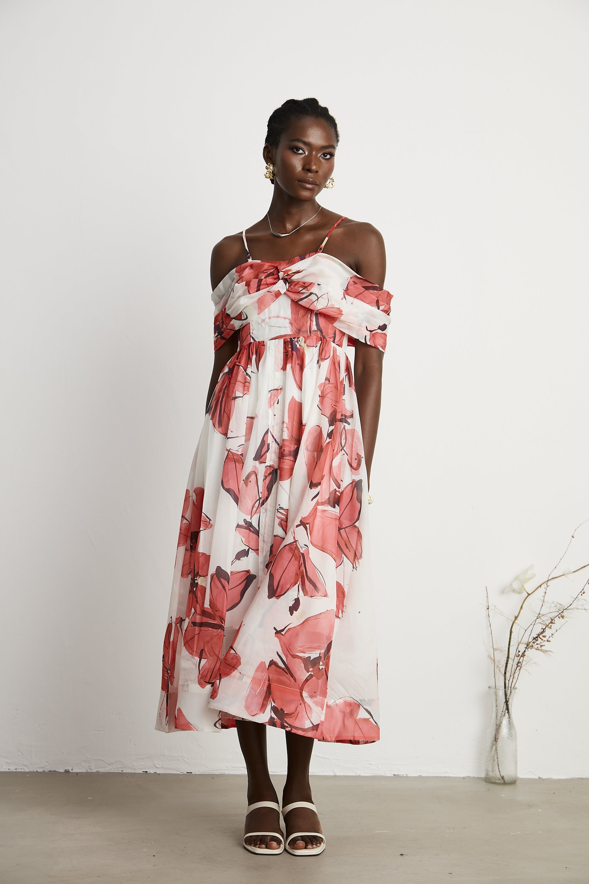 Émeline floral-print pleated midi dress