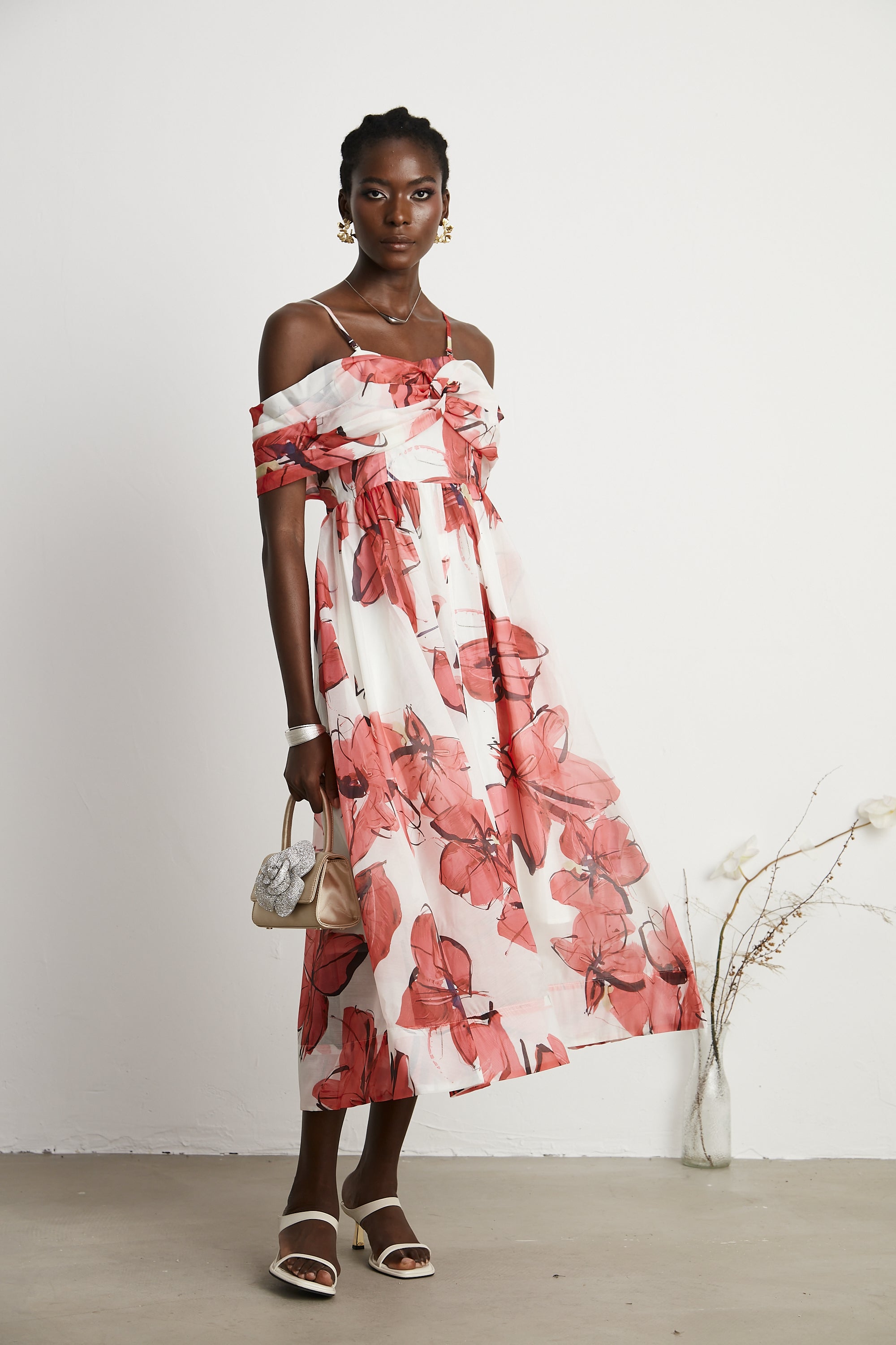 Émeline floral-print pleated midi dress