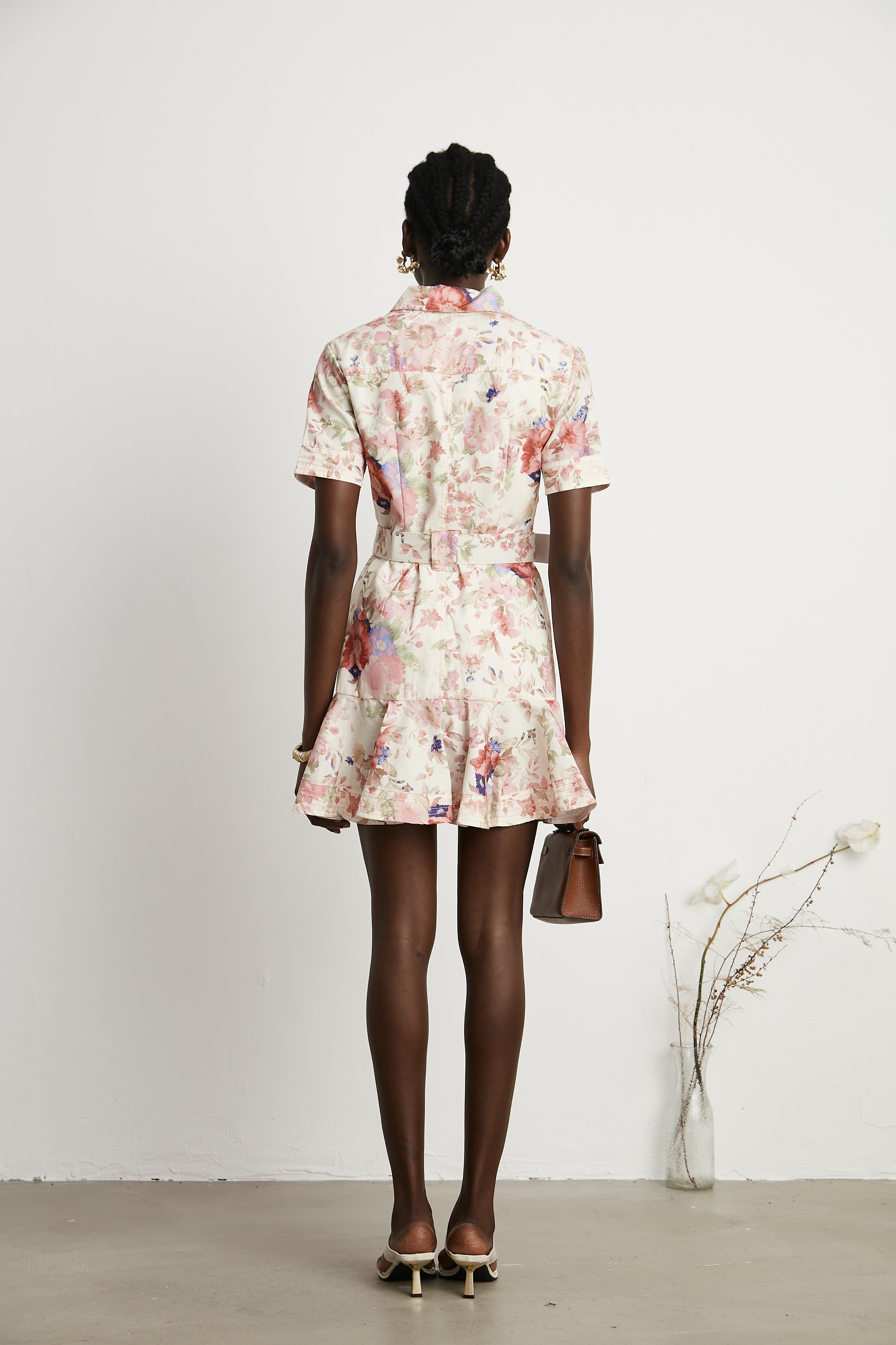 Axelle belted floral-print mini dress