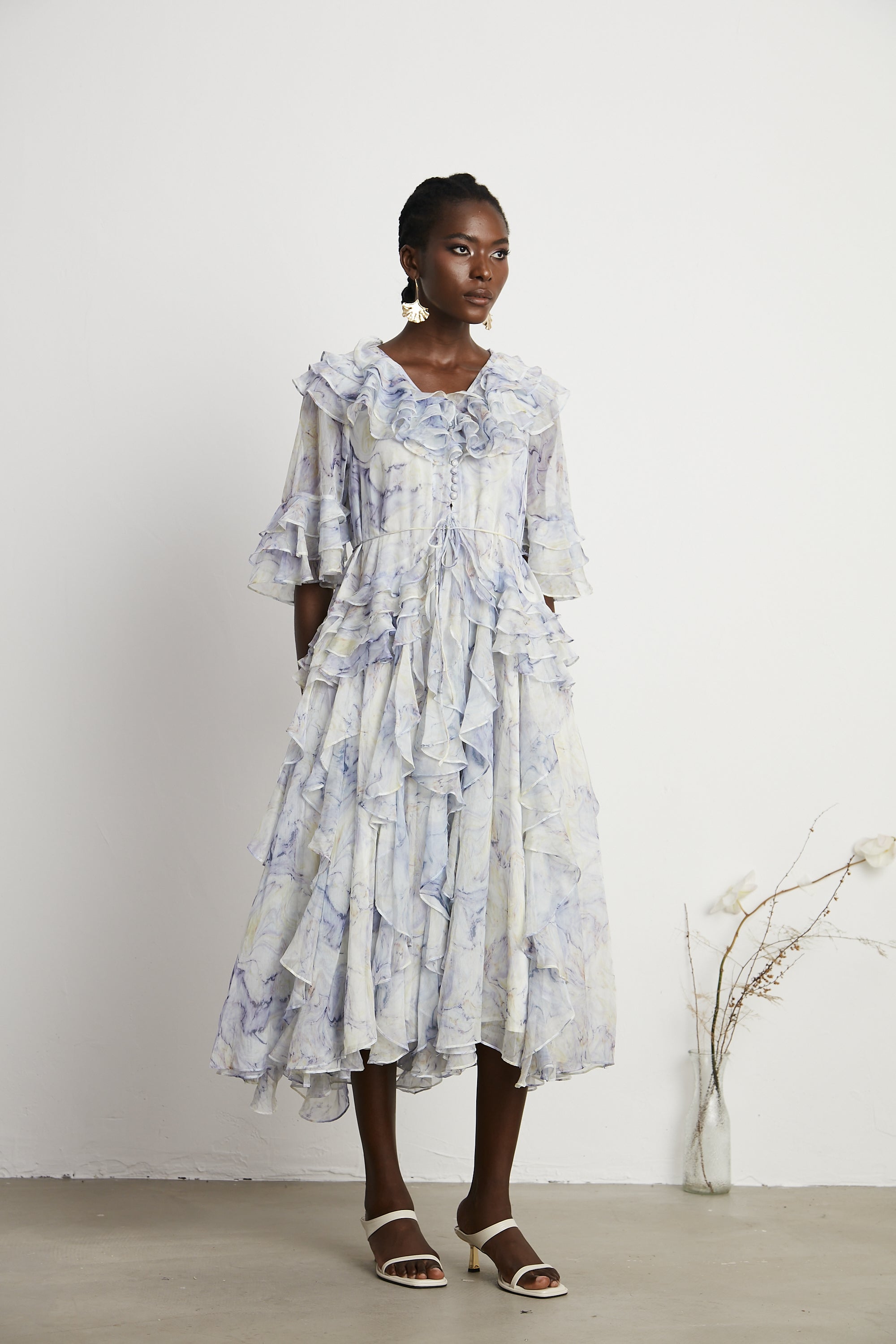 Ellica ruffled midi dress