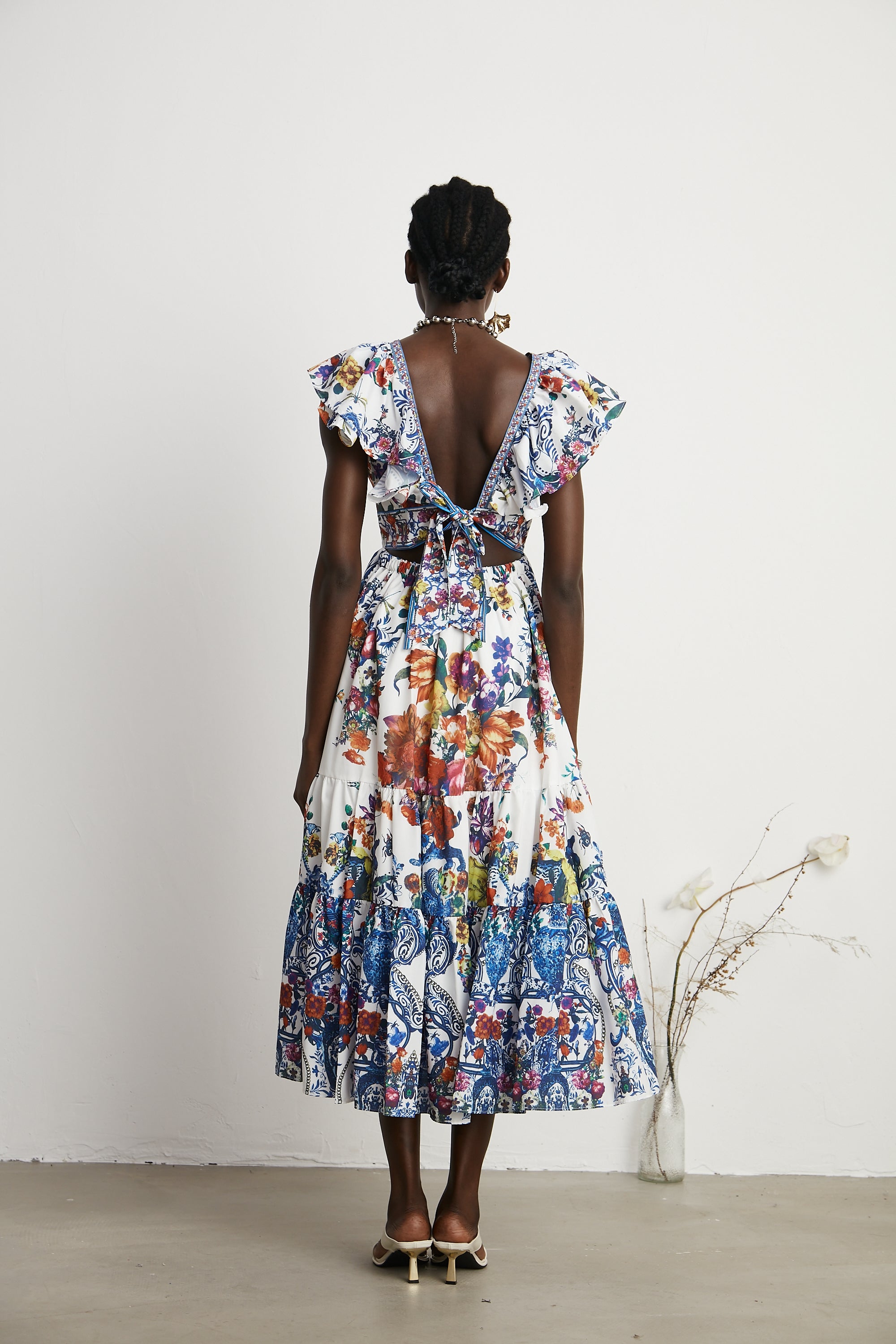 Gaëlle floral-print tiered midi dress