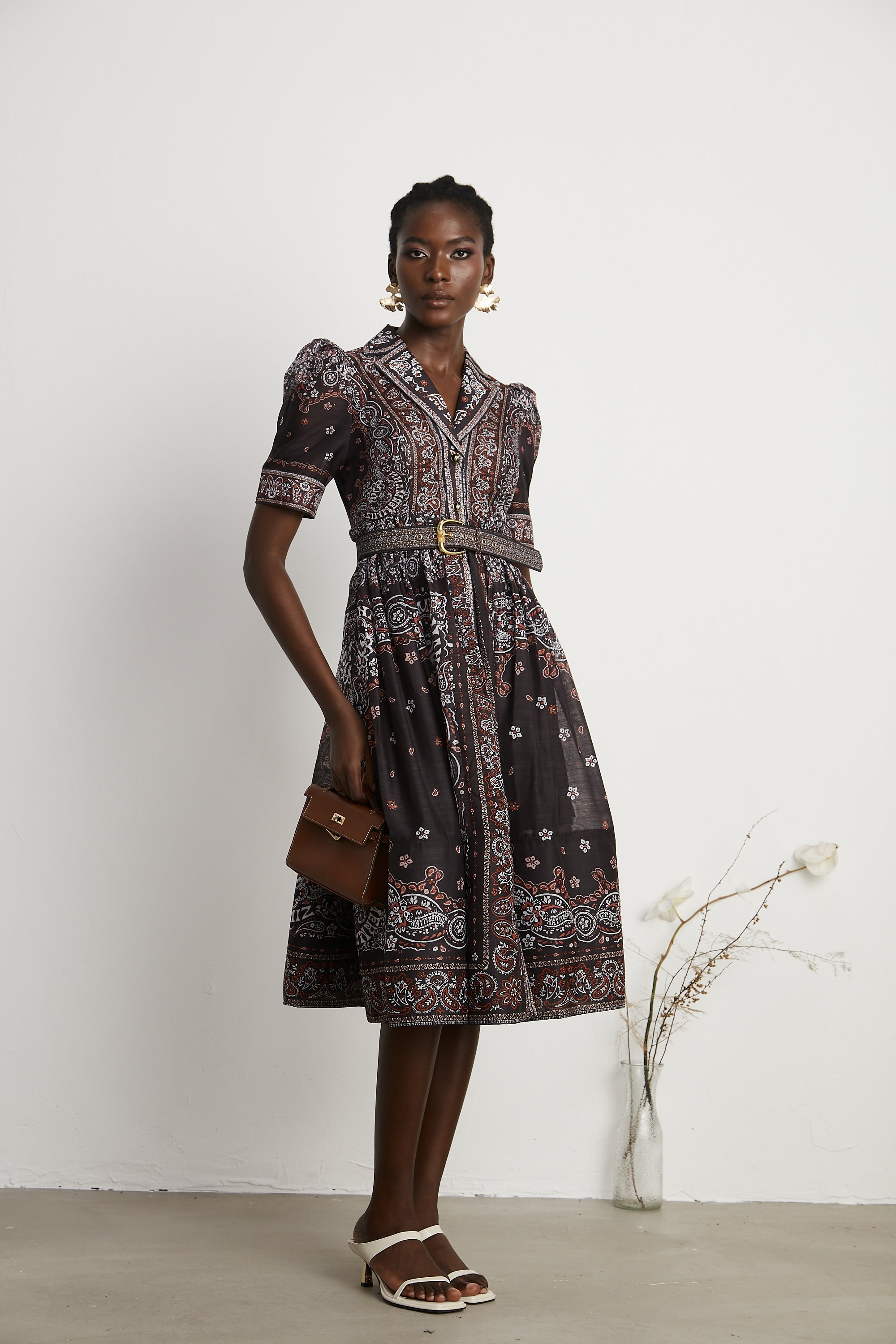 Emmanuela bandana-print midi dress