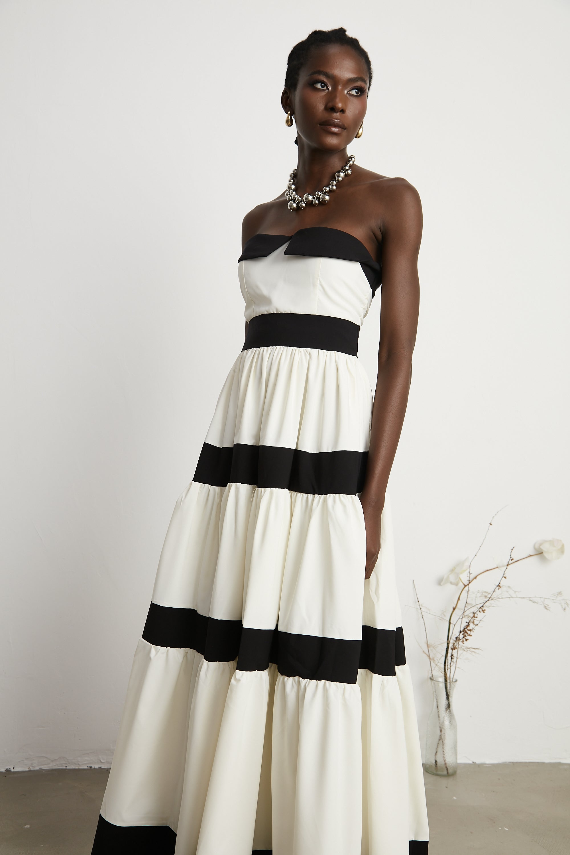 Sandrine pleated bow-embellished maxi dress