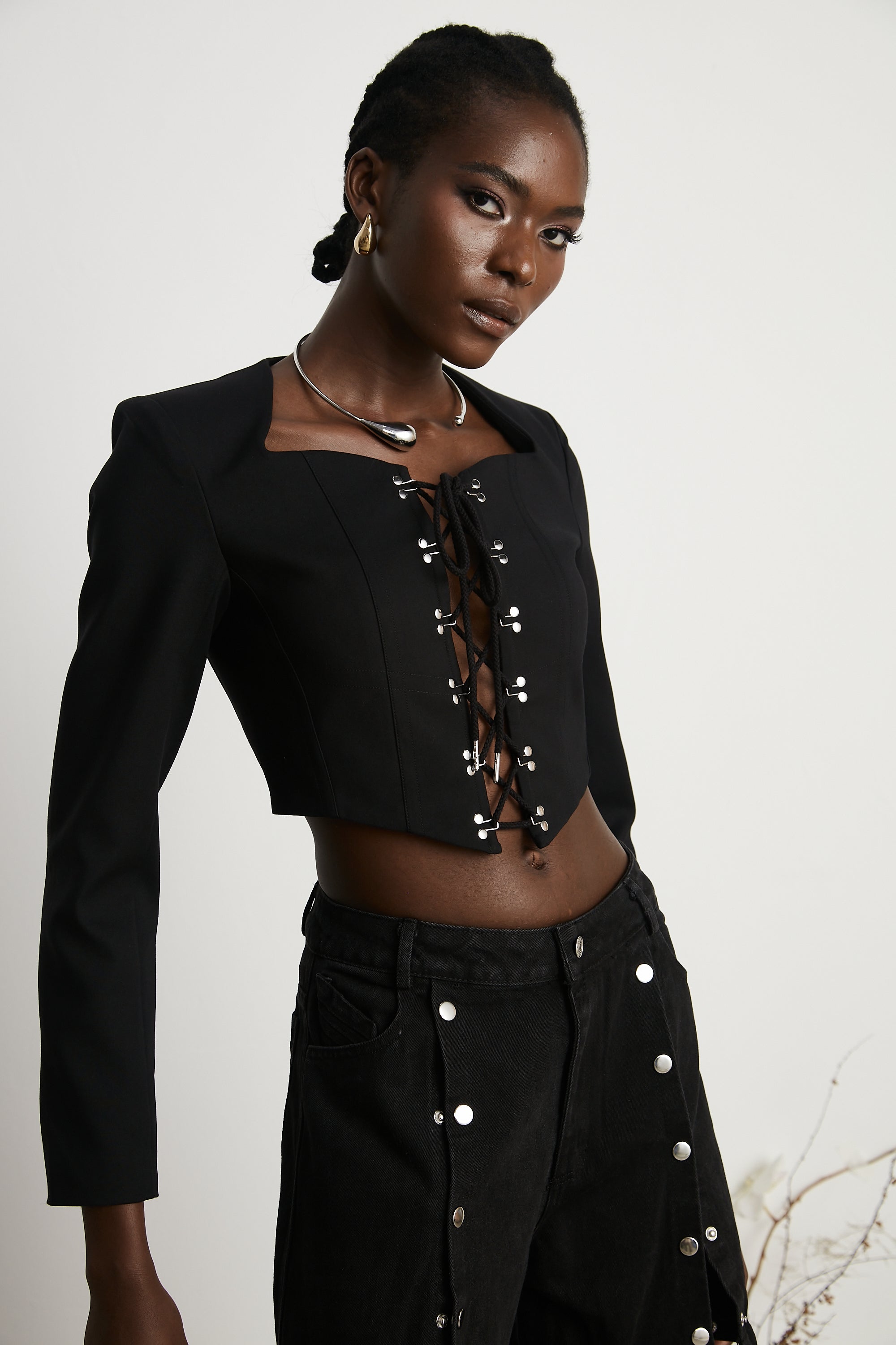 Amia lace-up cropped jacket