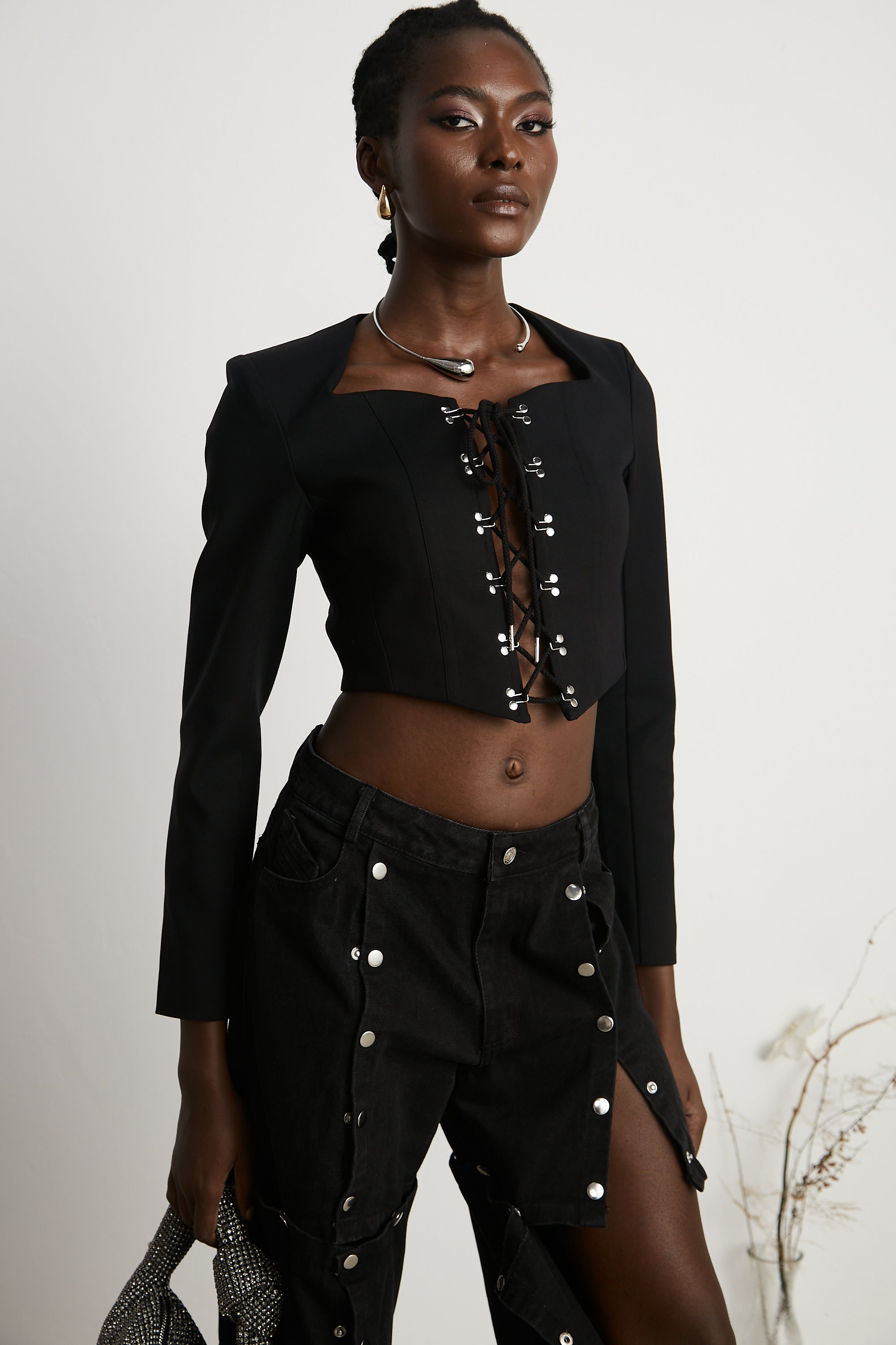 Amia lace-up cropped jacket