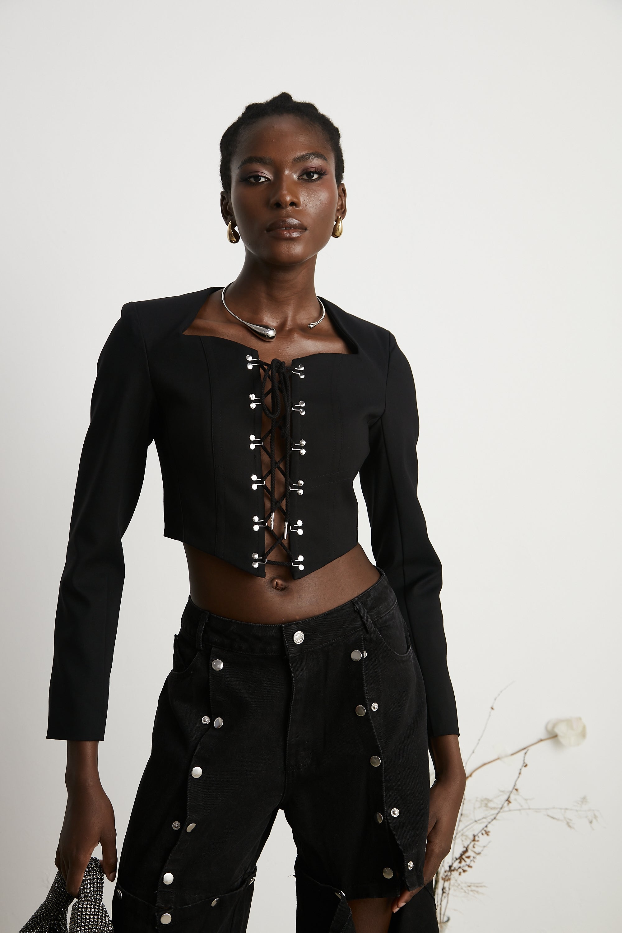 Amia lace-up cropped jacket