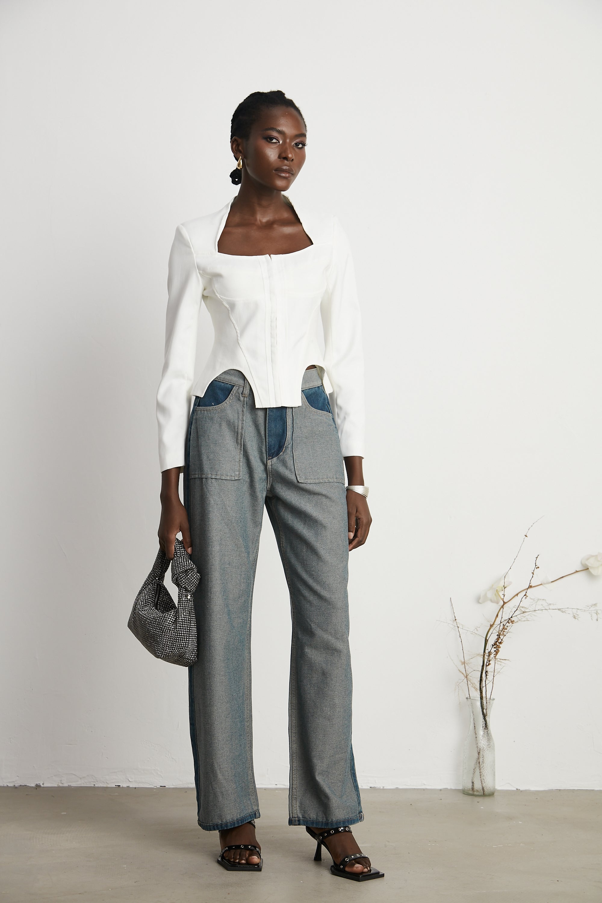 Clothilde wide-leg panelled jeans